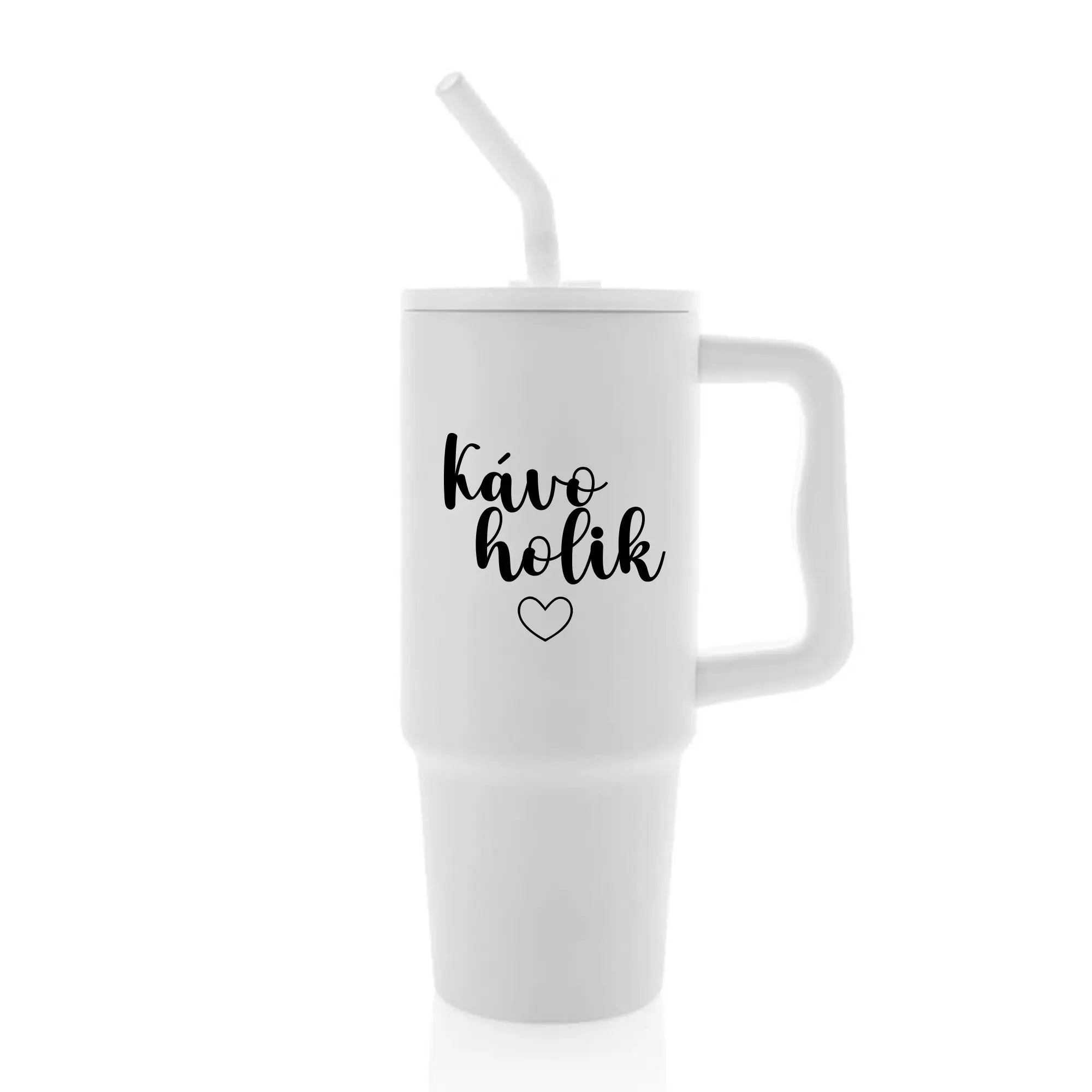 KÁVOHOLIK - bílý cestovní termohrnek 900 ml