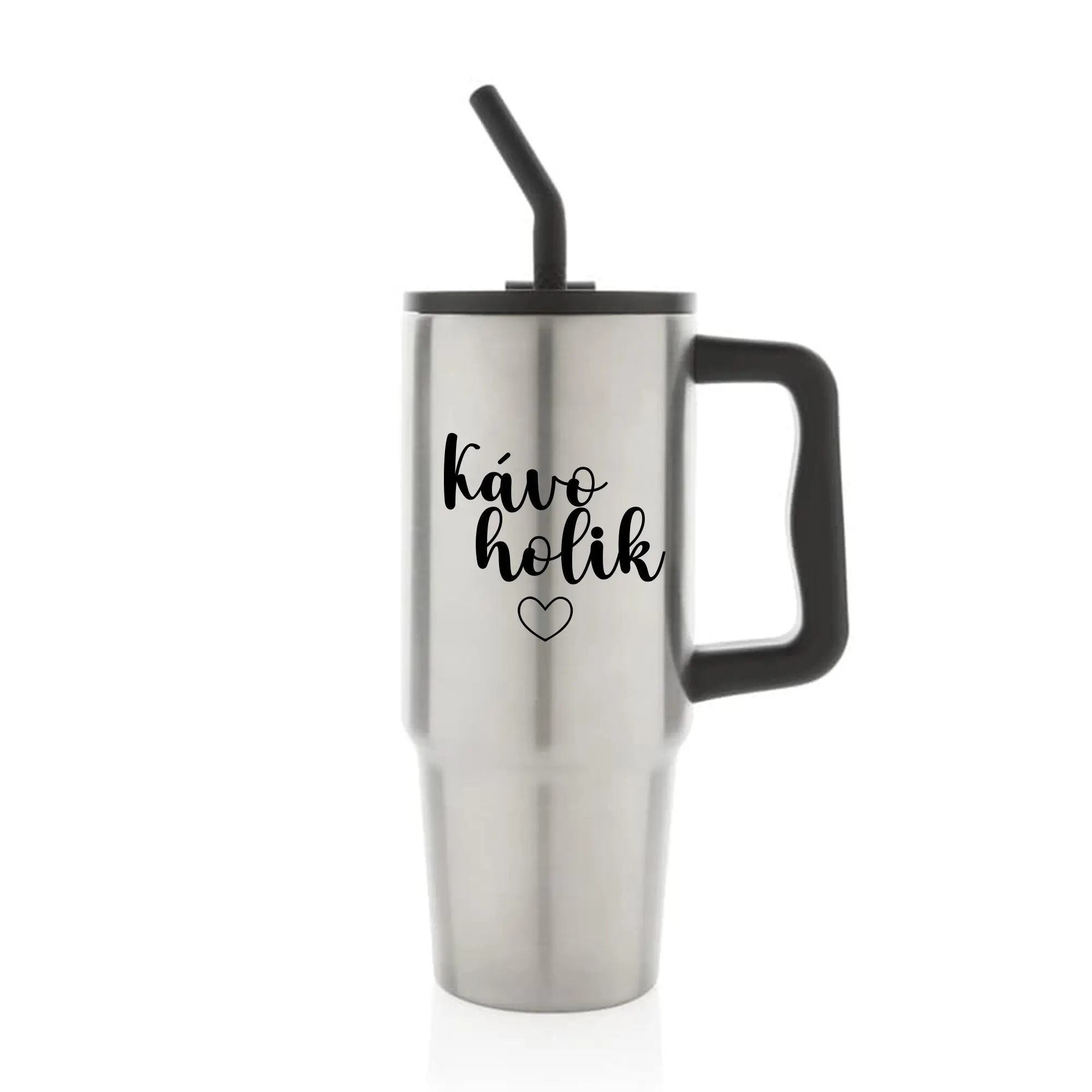 KÁVOHOLIK - stříbrný cestovní termohrnek 900 ml