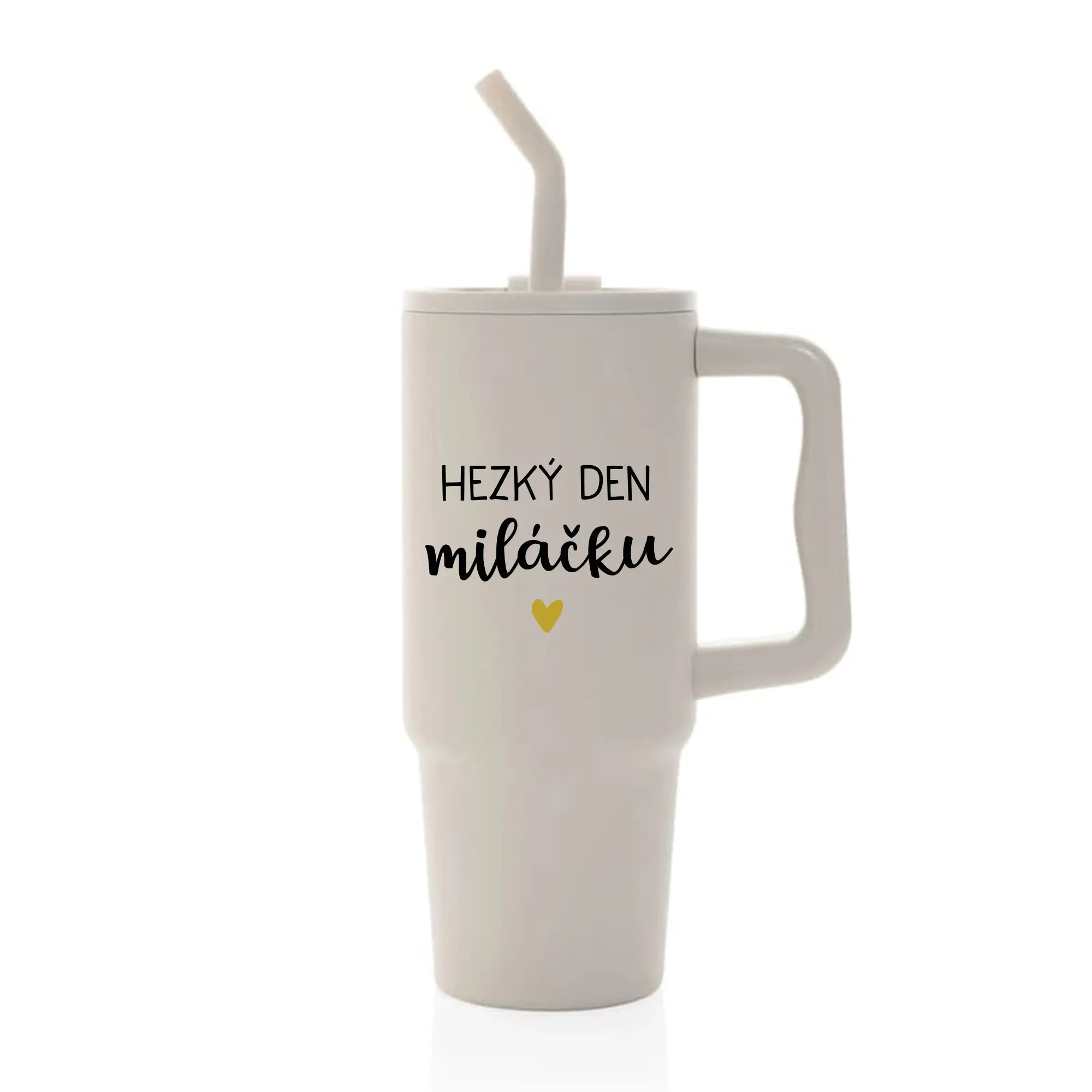 HEZKÝ DEN MILÁČKU - béžový cestovní termohrnek 900 ml