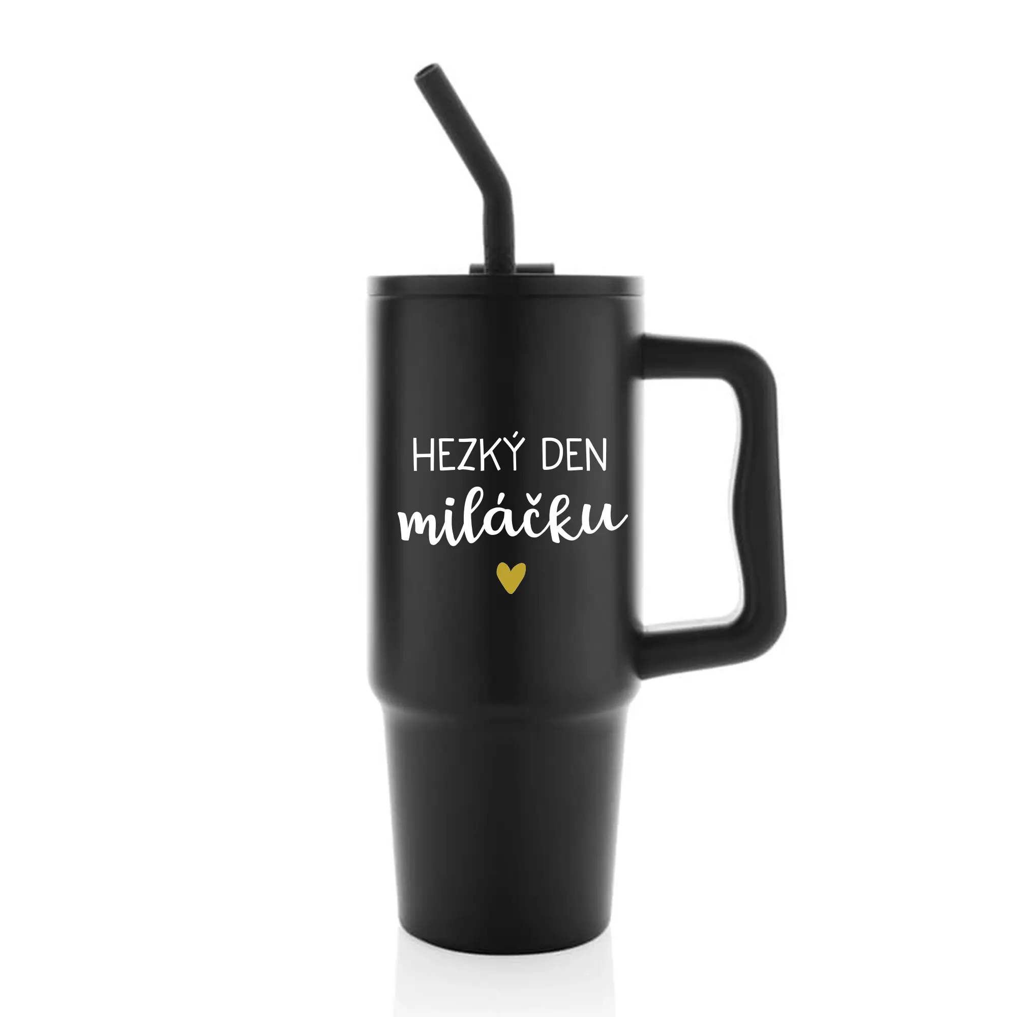 HEZKÝ DEN MILÁČKU - černý cestovní termohrnek 900 ml