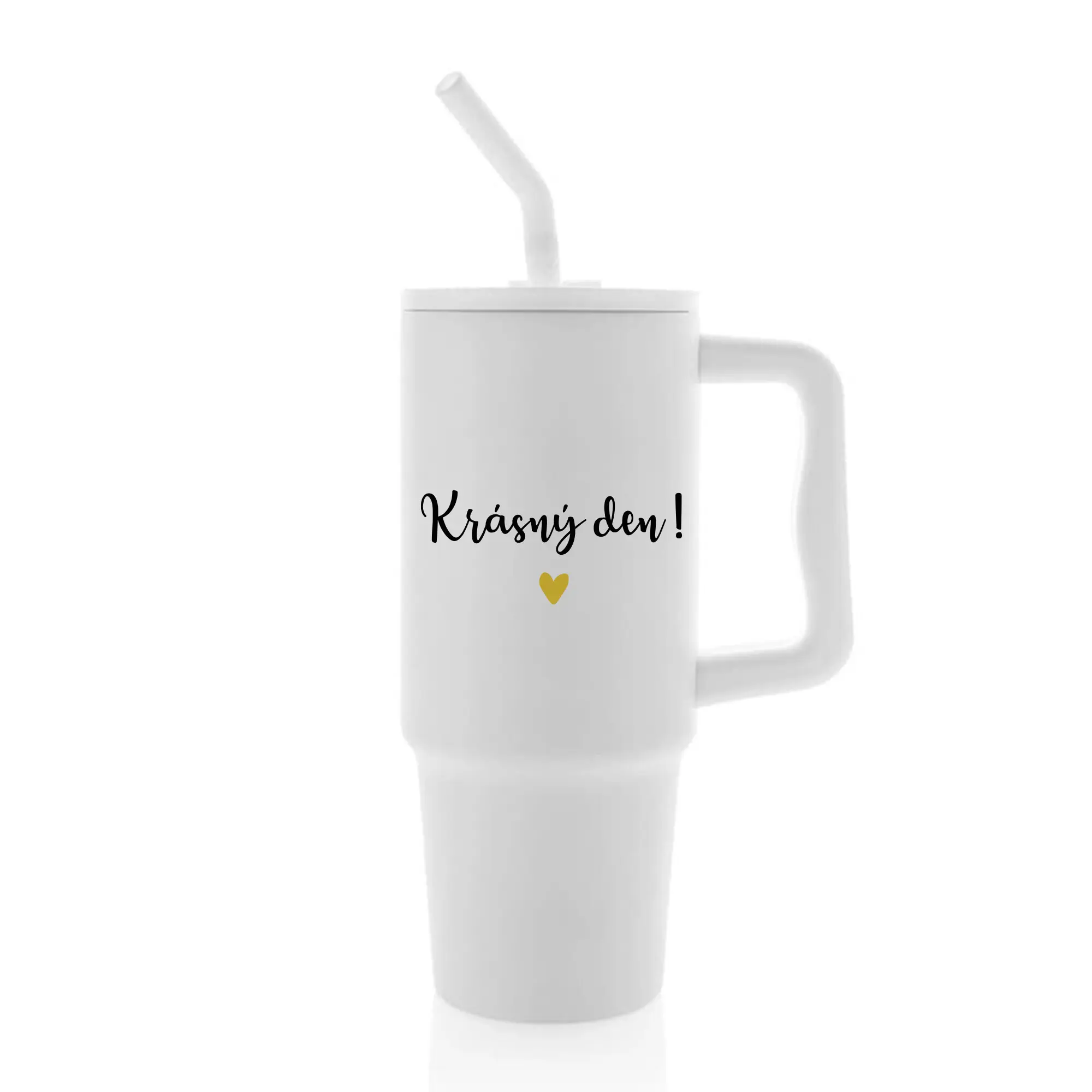 KRÁSNÝ DEN - bílý cestovní termohrnek 900 ml