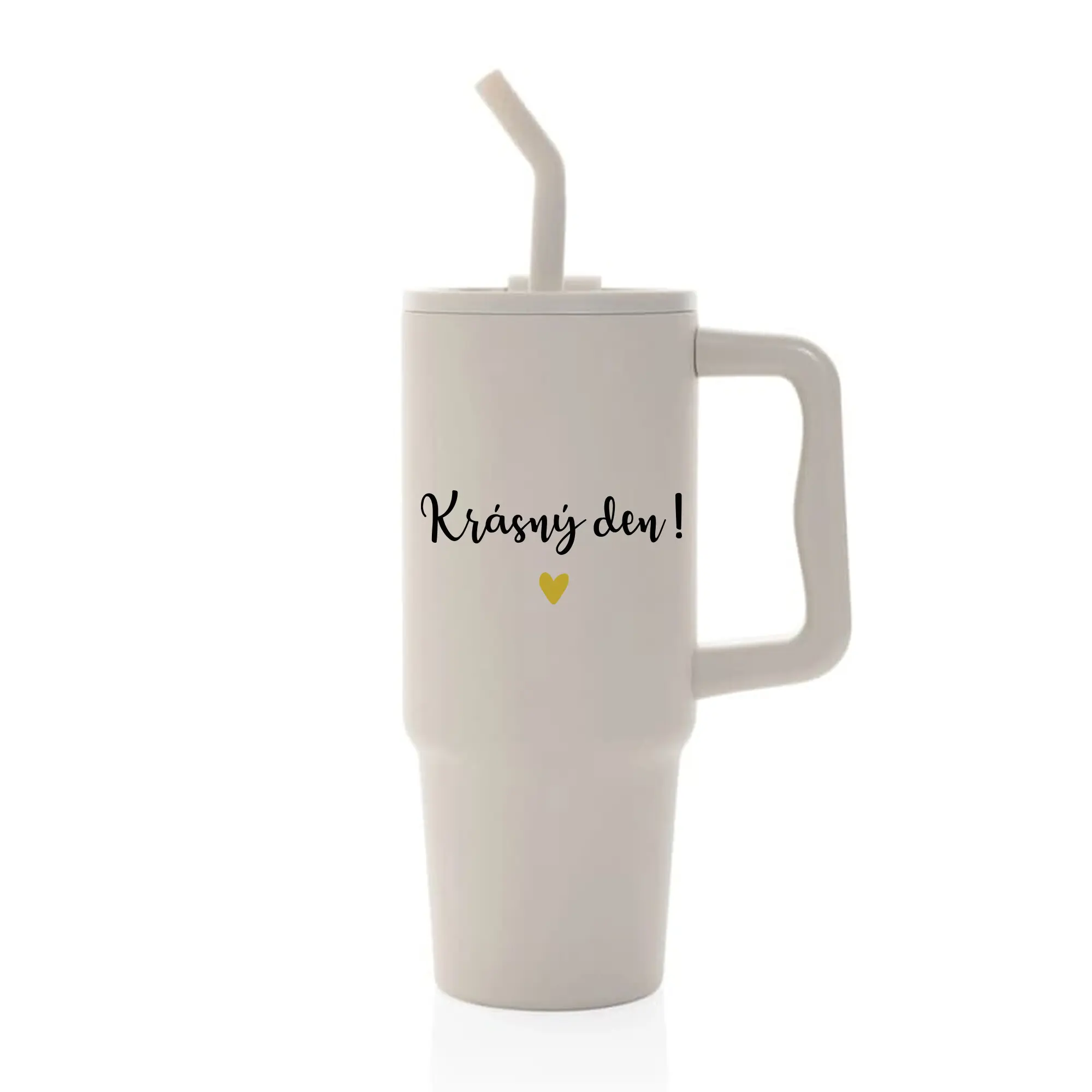 KRÁSNÝ DEN - béžový cestovní termohrnek 900 ml