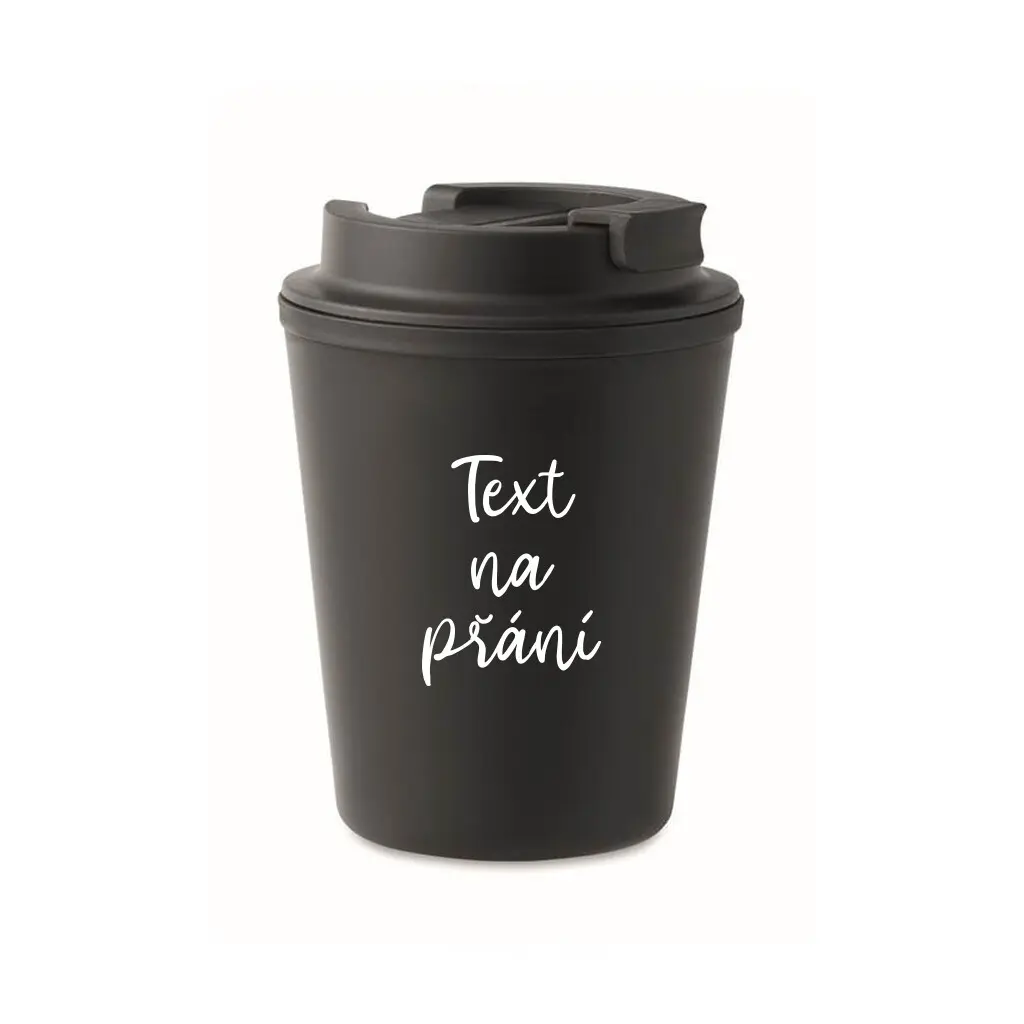 TEXT NA PŘÁNÍ - černý termohrnek 300 ml