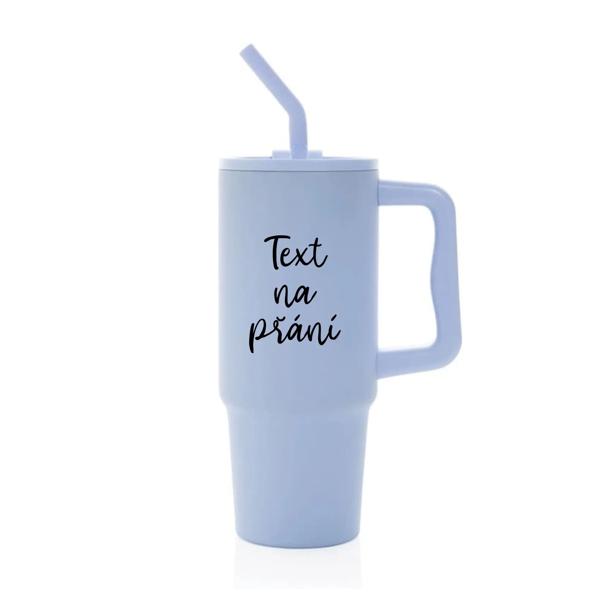 TEXT NA PŘÁNÍ - světle modrý cestovní termohrnek 900 ml