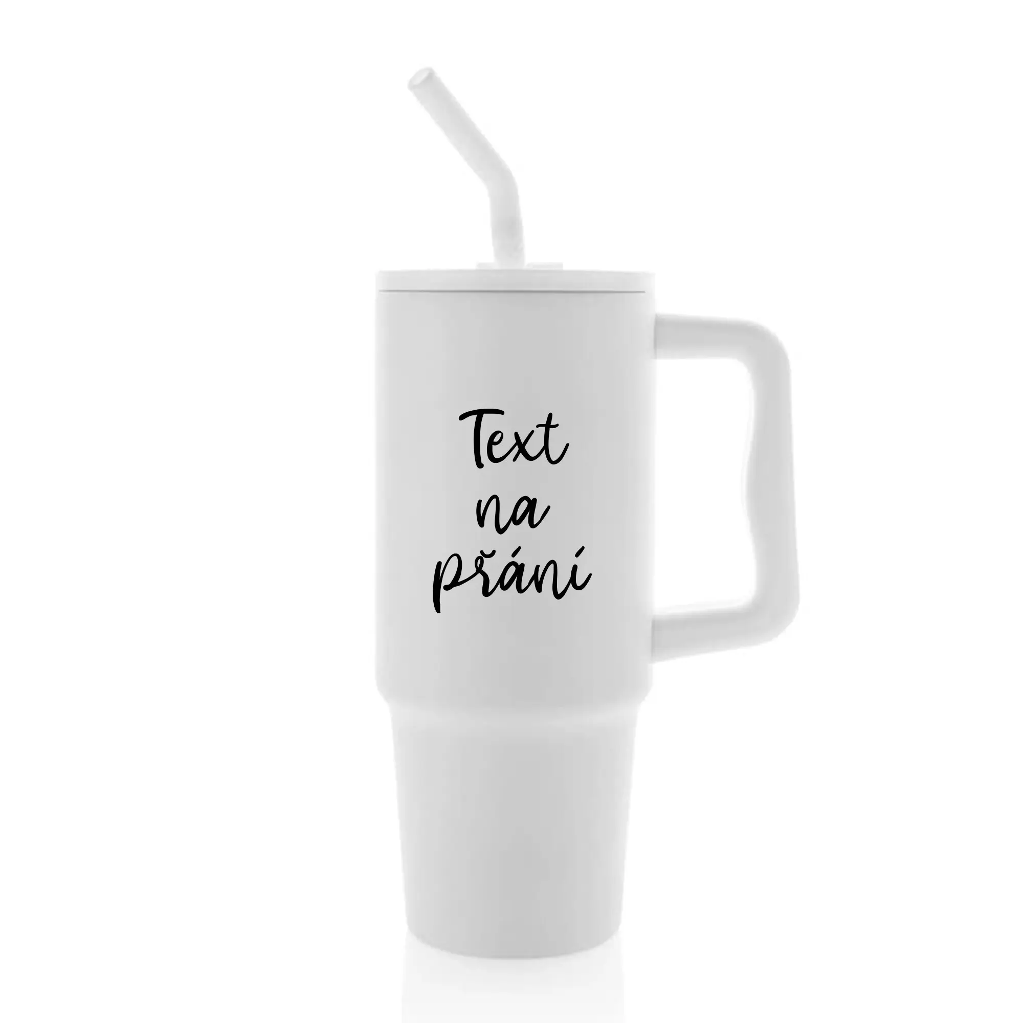 TEXT NA PŘÁNÍ - bílý cestovní termohrnek 900 ml