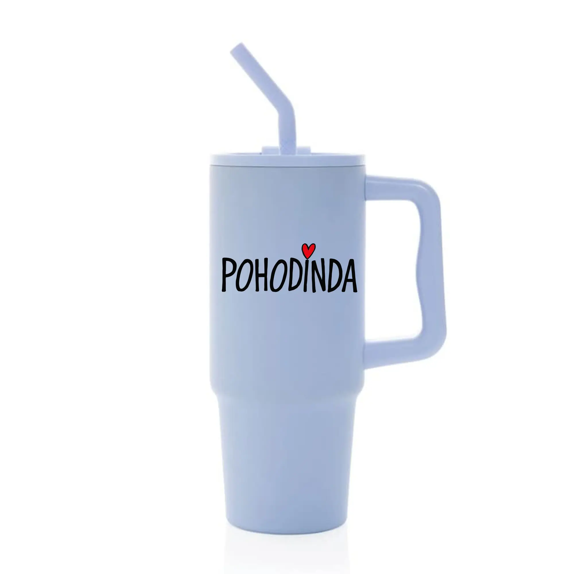 POHODINDA - světle modrá cestovní termoska s barevným víčkem 900 ml