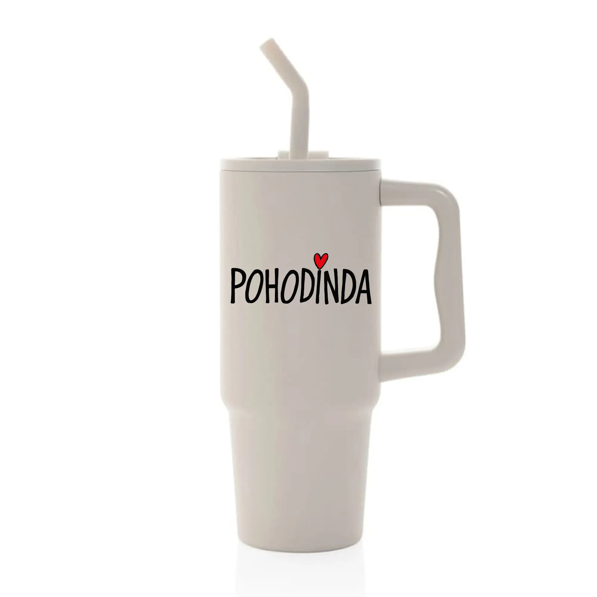 POHODINDA - béžová cestovní termoska s barevným víčkem 900 ml