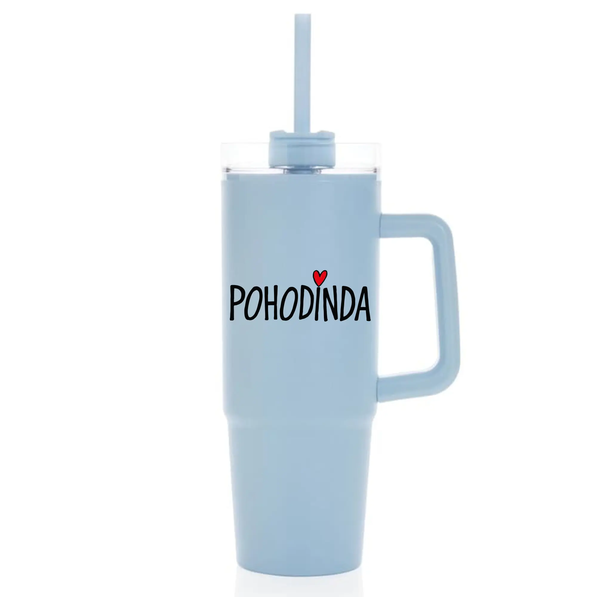 POHODINDA - svetlě modrá cestovní termoska s průhledným víčkem 900 ml