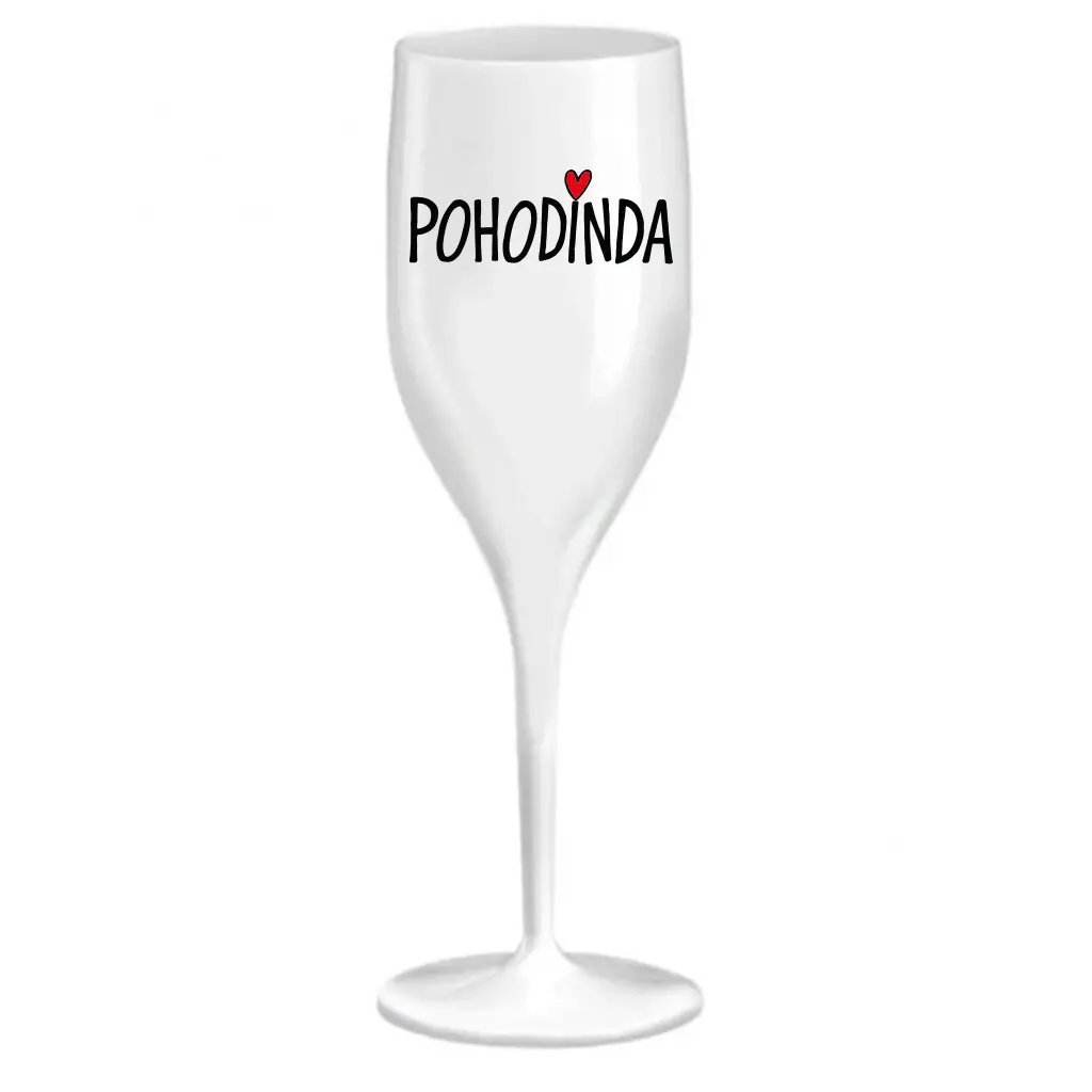 POHODINDA - bílá nerozbitná prosecco sklenice 150 ml