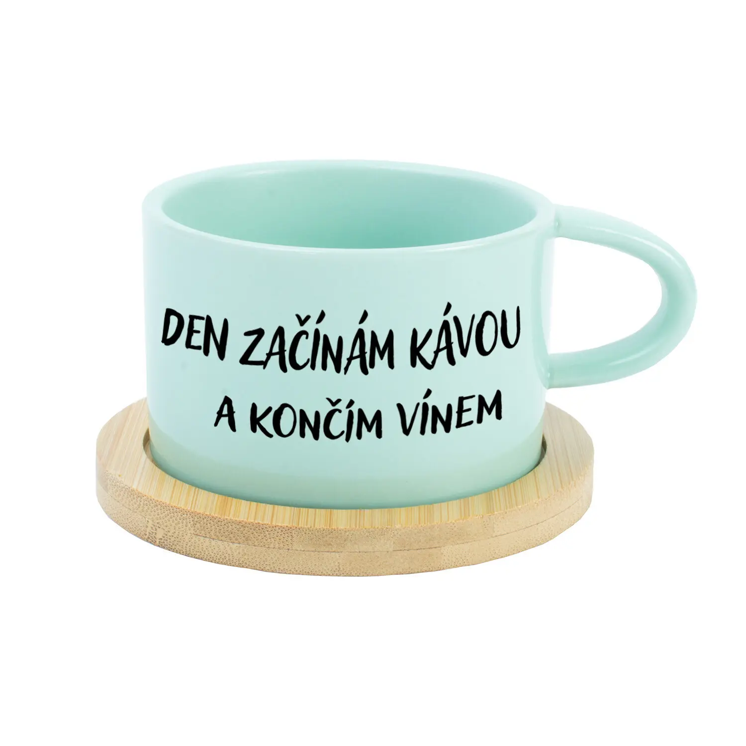 DEN ZAČÍNÁM KÁVOU A KONČÍM VÍNEM - mint hrníček makronka 200 ml