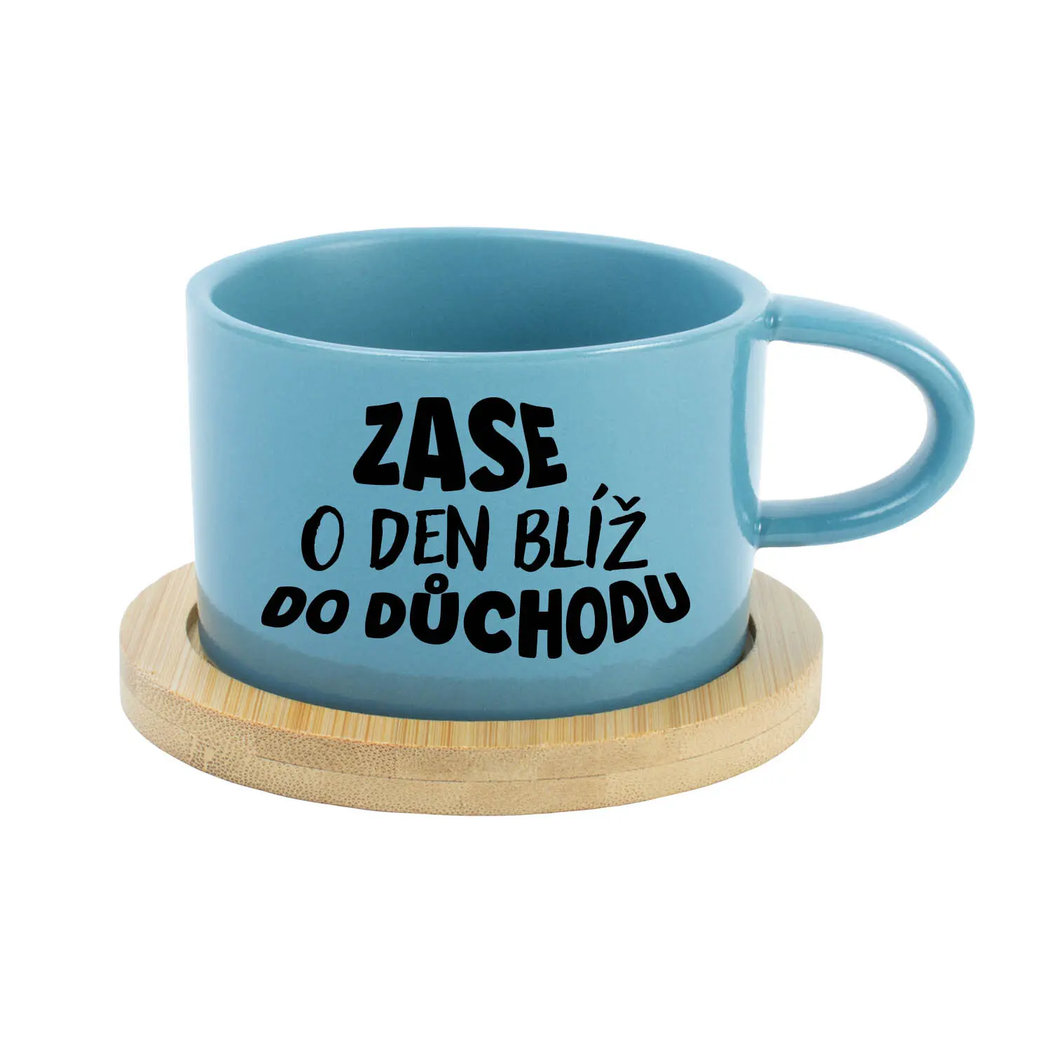 ZASE O DEN BLÍŽ DO DŮCHODU - modrý hrníček makronka 200 ml