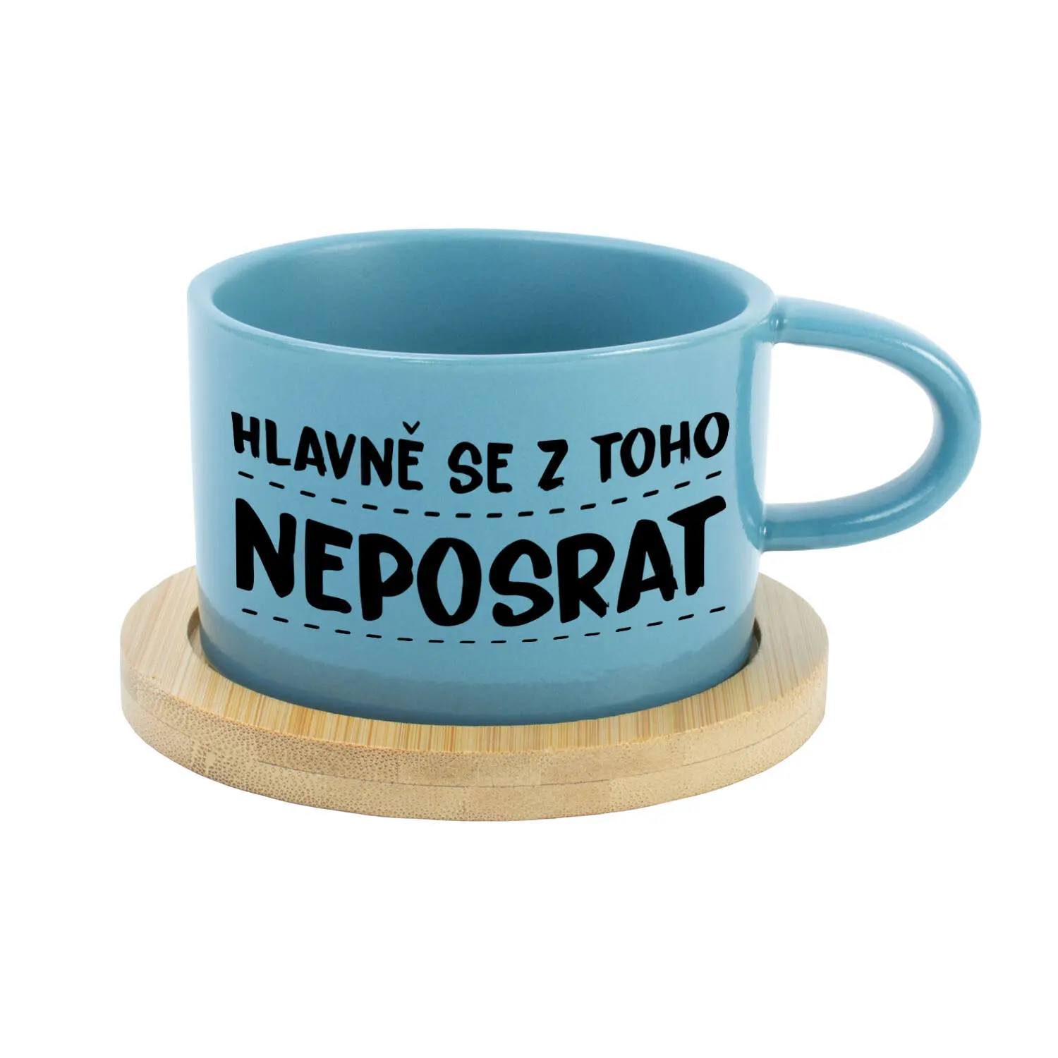 HLAVNĚ SE Z TOHO NEPOSRAT - modrý hrníček makronka 200 ml