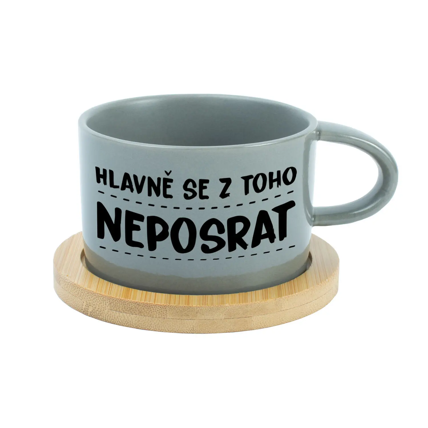 HLAVNĚ SE Z TOHO NEPOSRAT - šedý hrníček makronka 200 ml