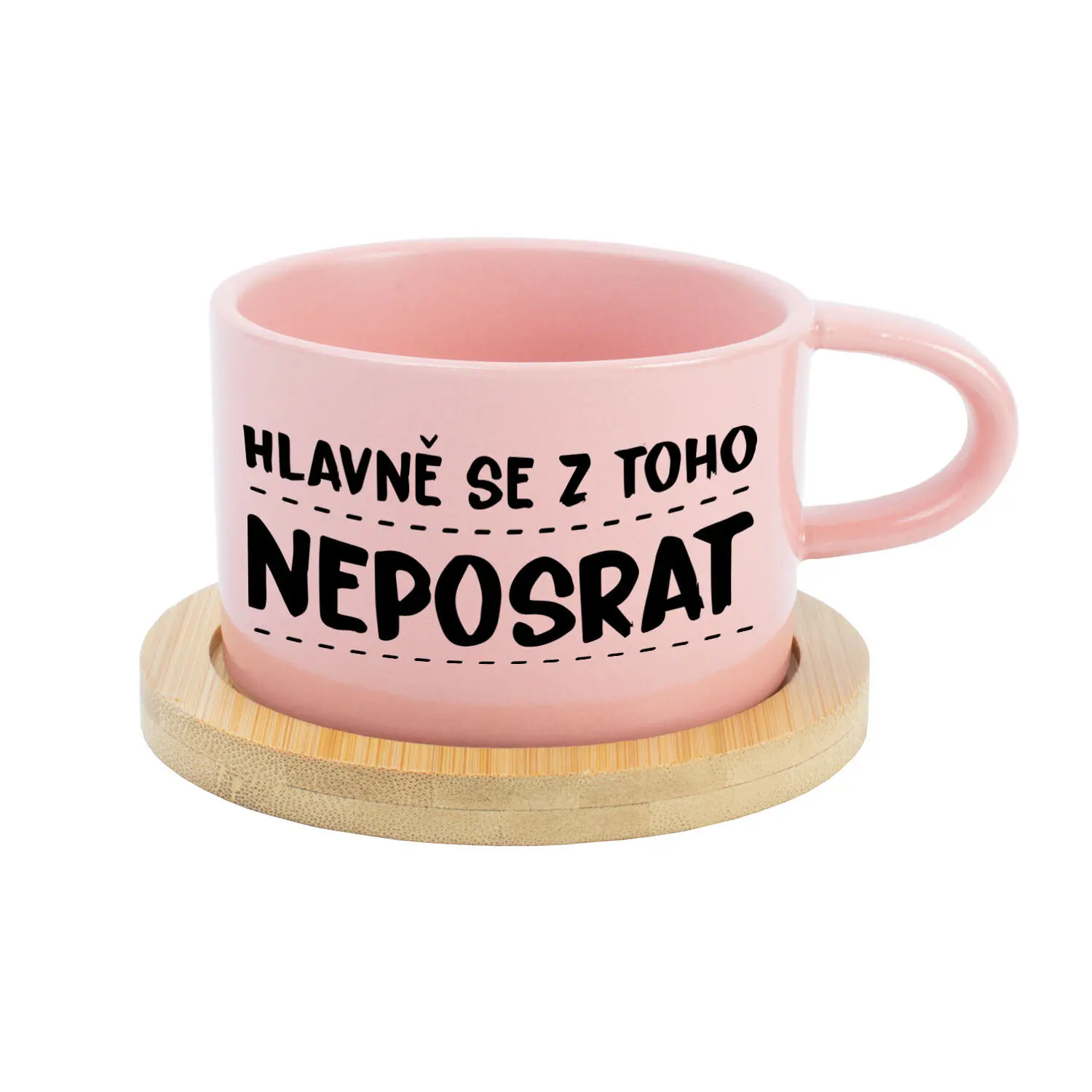 HLAVNĚ SE Z TOHO NEPOSRAT - růžový hrníček makronka 200 ml