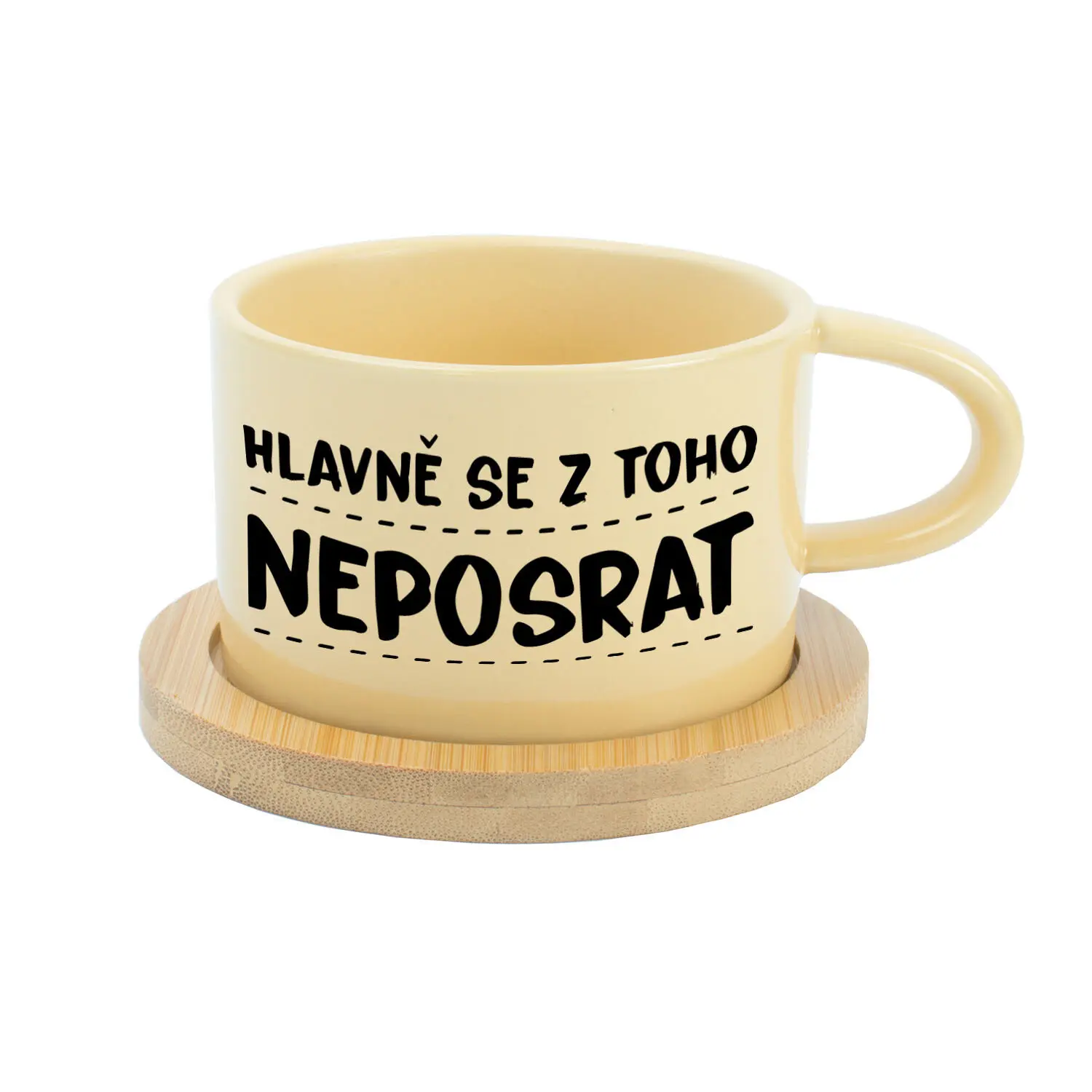 HLAVNĚ SE Z TOHO NEPOSRAT - žlutý hrníček makronka 200 ml