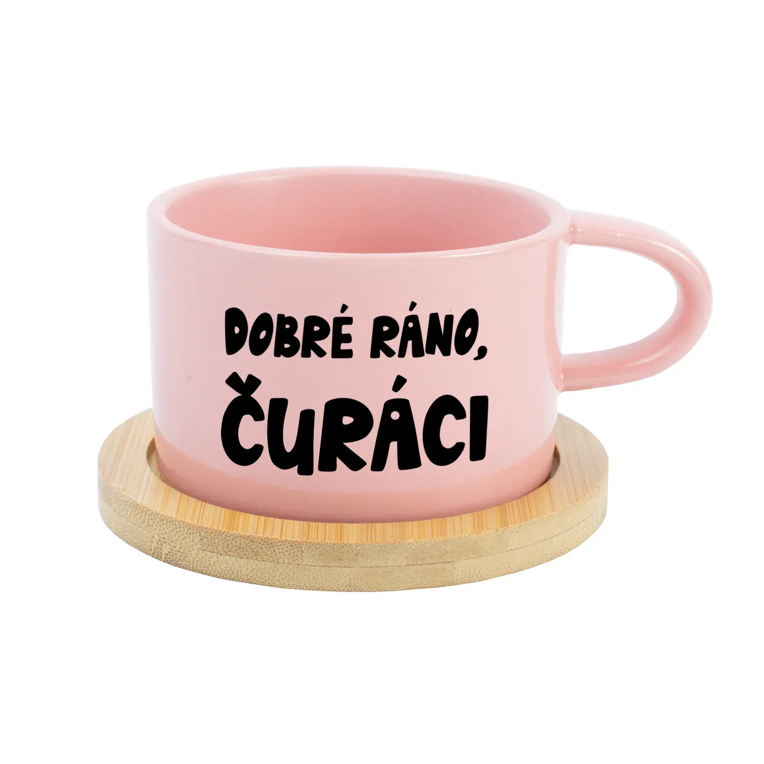 DOBRÉ RÁNO, ČURÁCI - růžový hrníček makronka 200 ml