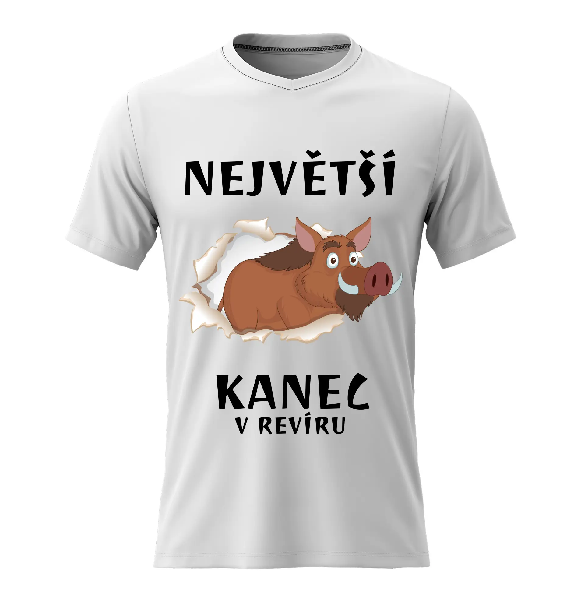 Pánské bavlněné tričko s potiskem - NEJVĚTŠÍ KANEC - bílé Velikost