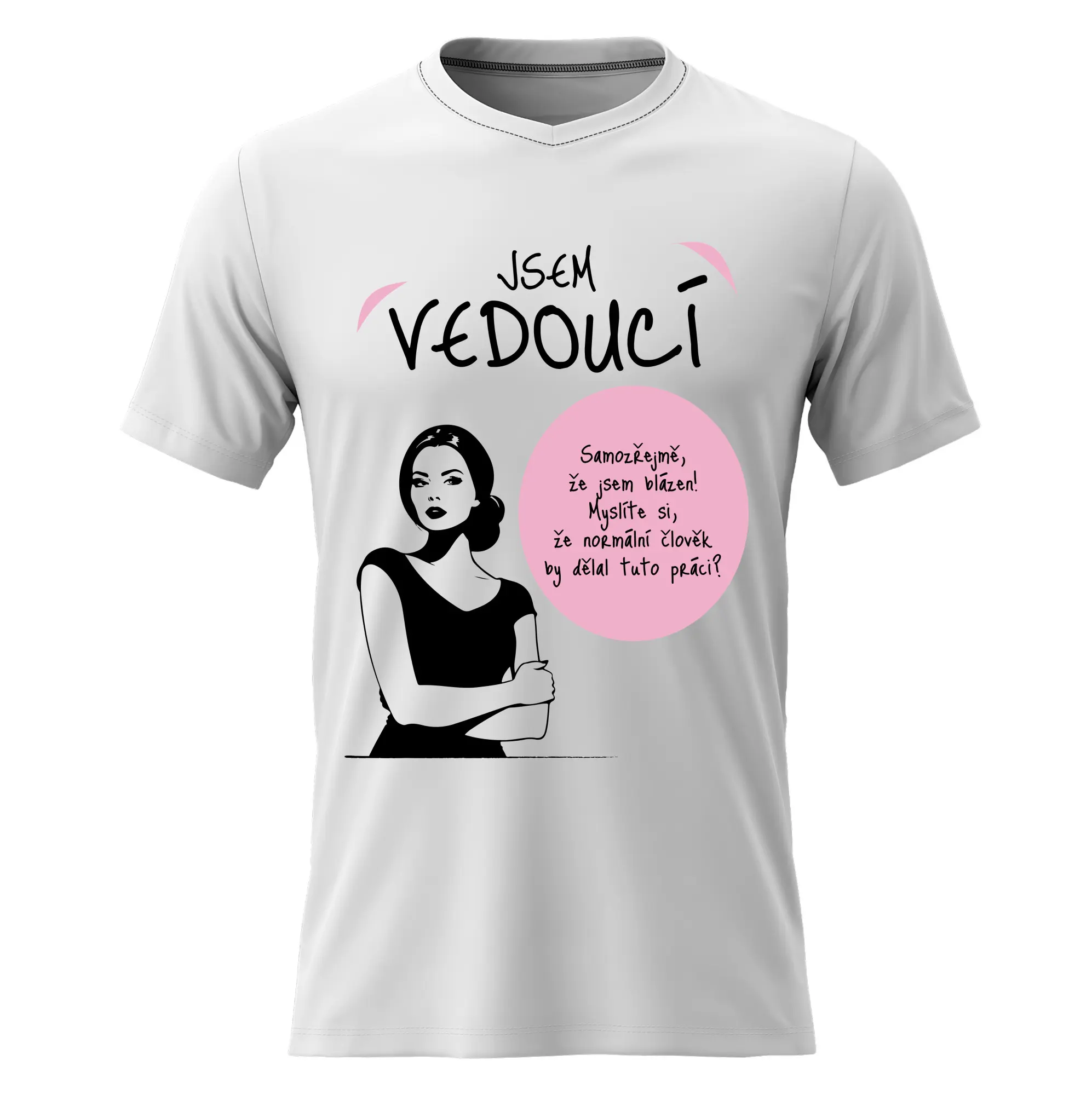 Dámské bavlněné tričko s potiskem - JSEM VEDOUCÍ - bílé Velikost