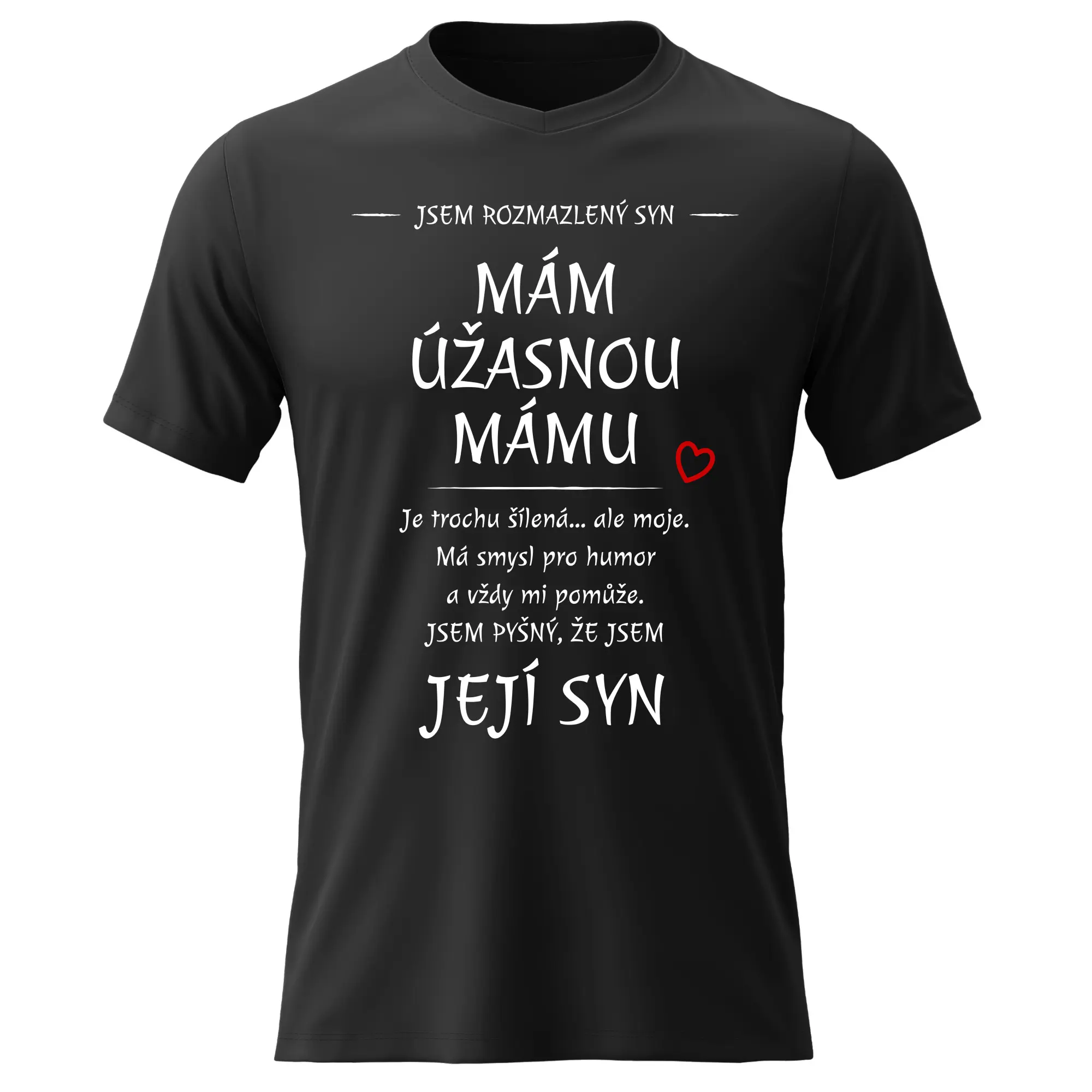 Pánské bavlněné tričko s potiskem - MÁM ÚŽASNOU MÁMU - černé Velikost: