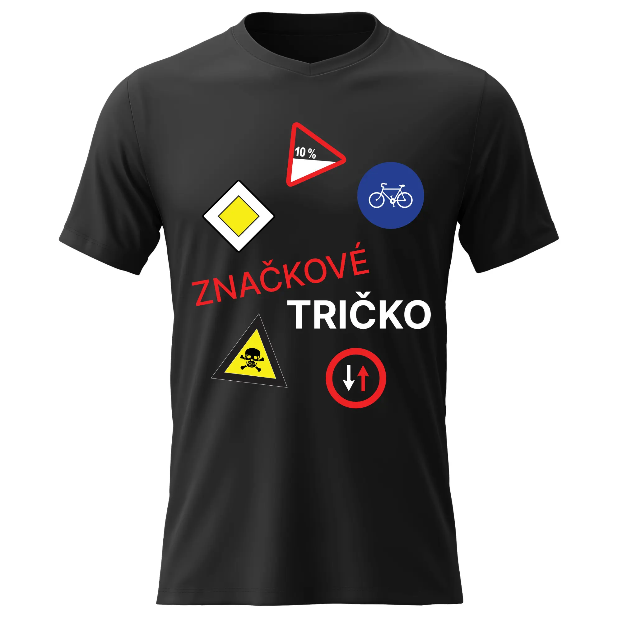 Pánské bavlněné tričko s potiskem - ZNAČKOVÉ TRIČKO - černé Velikost