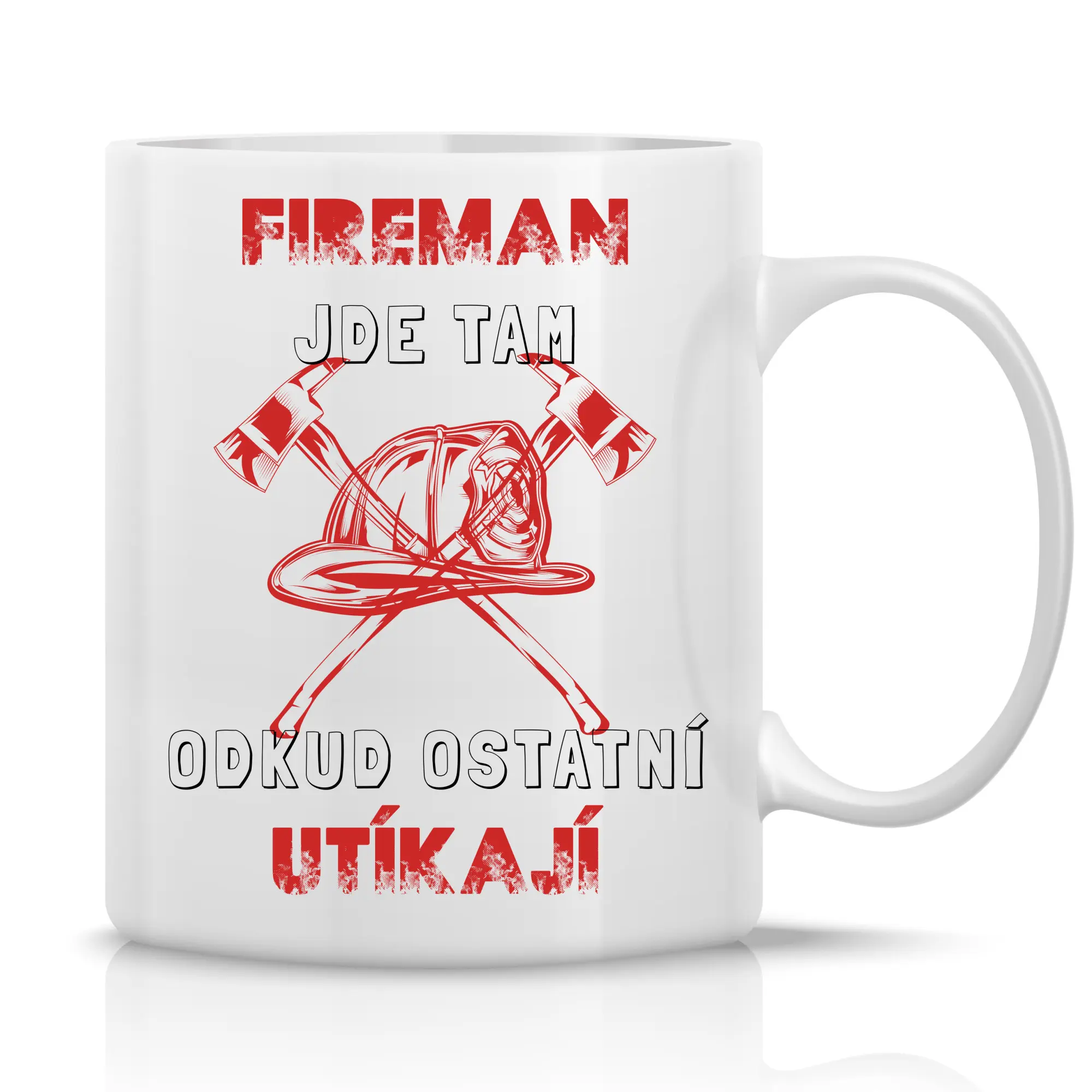 HASIČ - klasický bílý keramický hrníček 300 ml