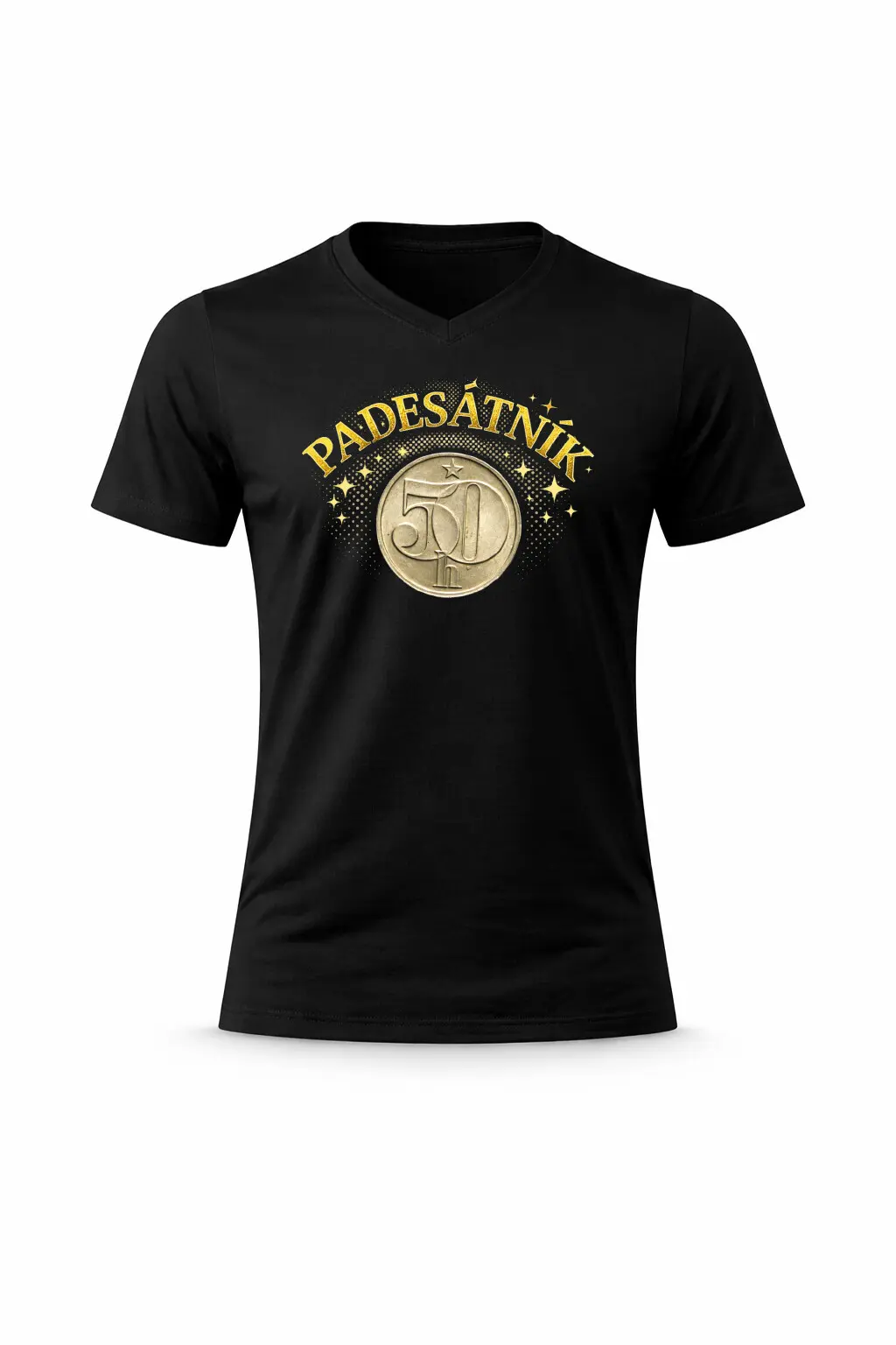 Pánské bavlněné tričko s potiskem - PADESÁTNÍK - černé Velikost: