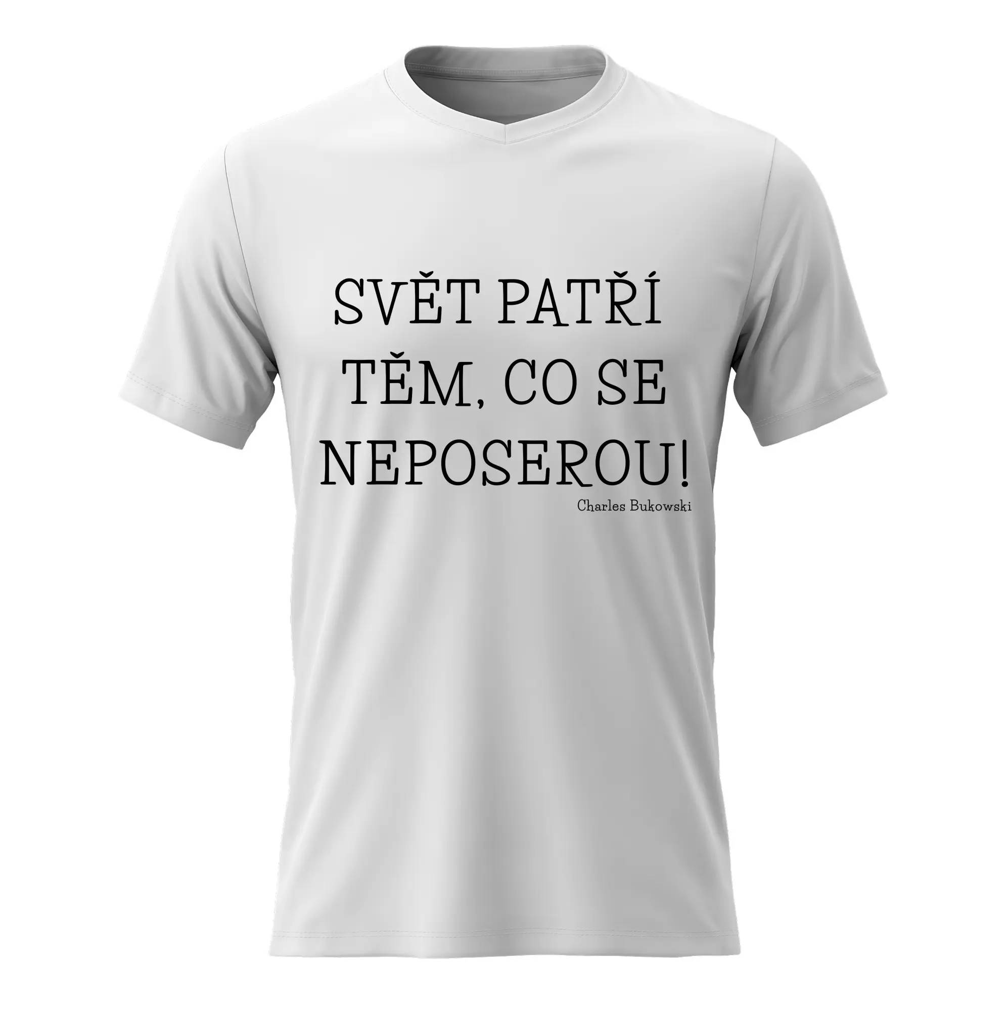 Dámské bavlněné tričko s potiskem - SVĚT PATŘÍ TĚM, CO SE NEPOSEROU! - bílé Velikost