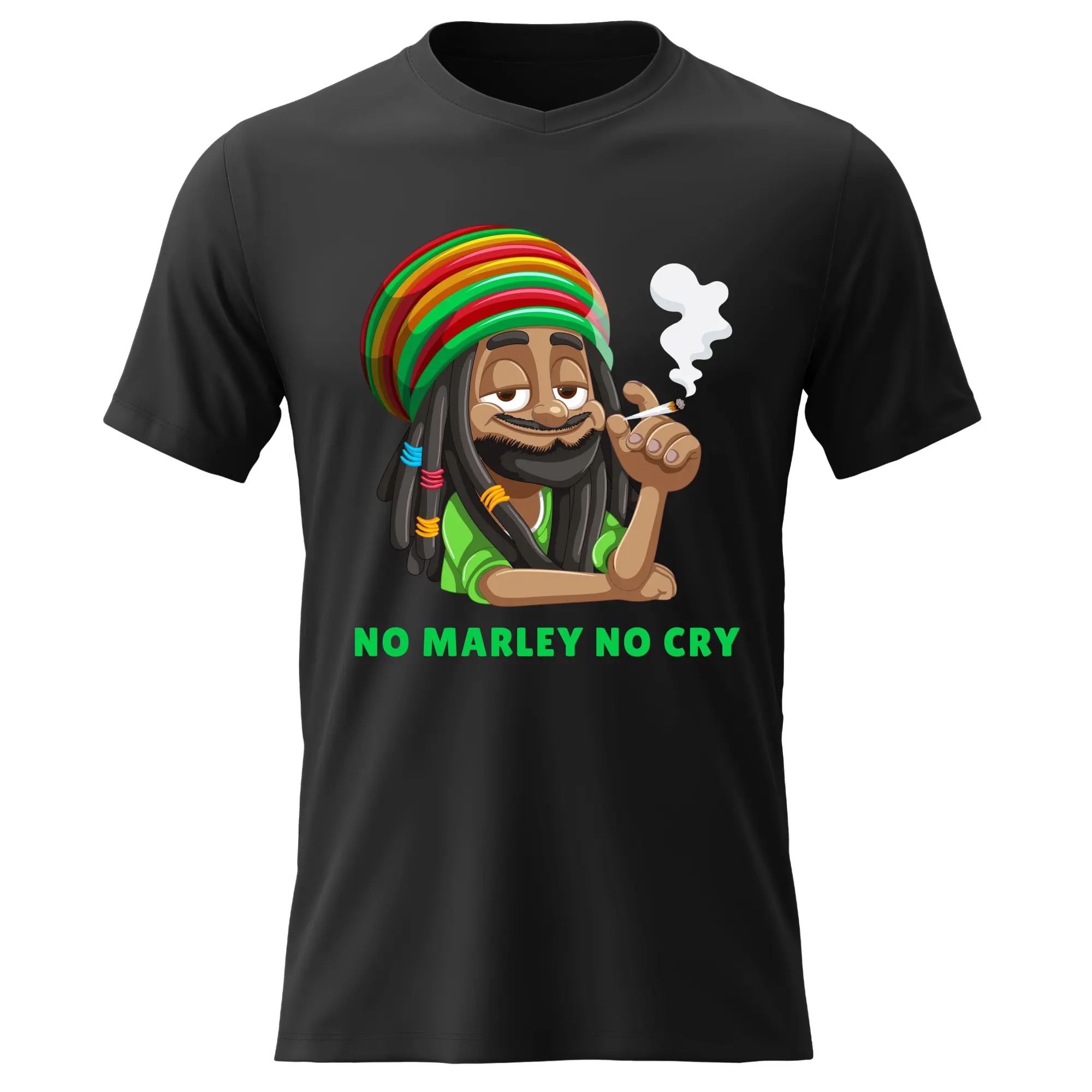 Pánské bavlněné tričko s potiskem - BOB MARLEY - černé Velikost