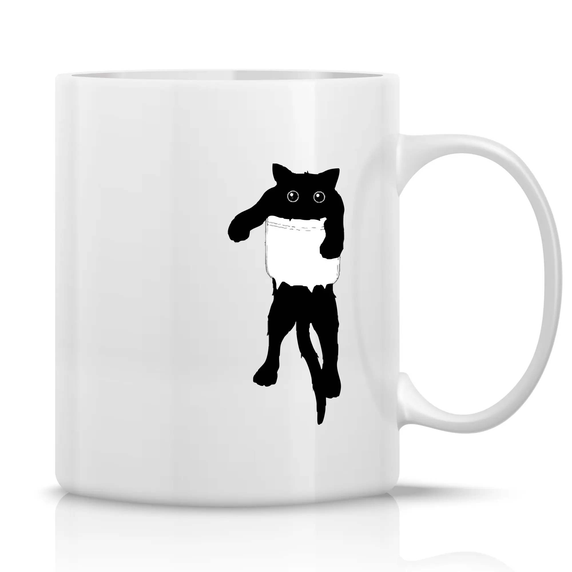KOČKA V KAPSE - klasický bílý keramický hrníček 300 ml