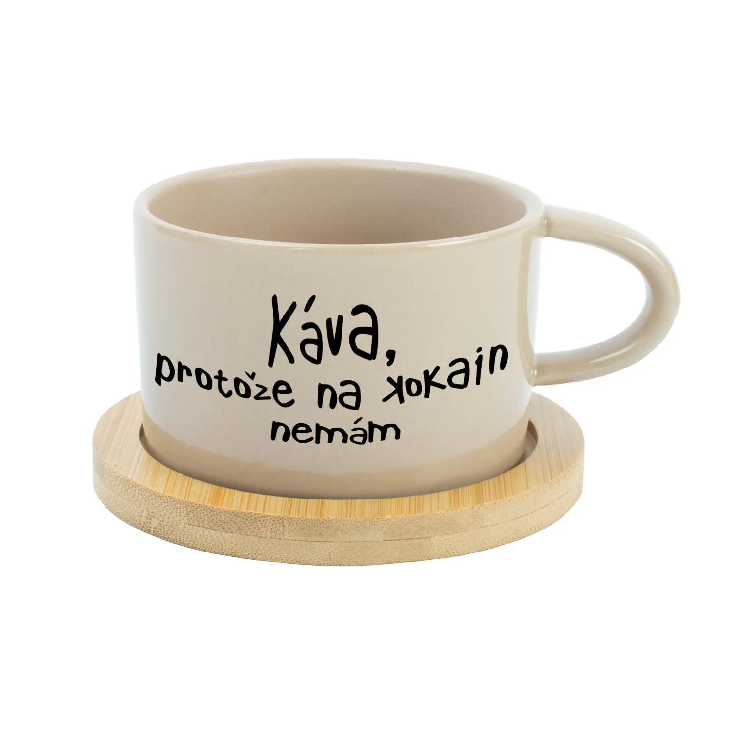 KÁVA, PROTOŽE NA KOKAIN NEMÁM - krémový hrníček makronka 200 ml