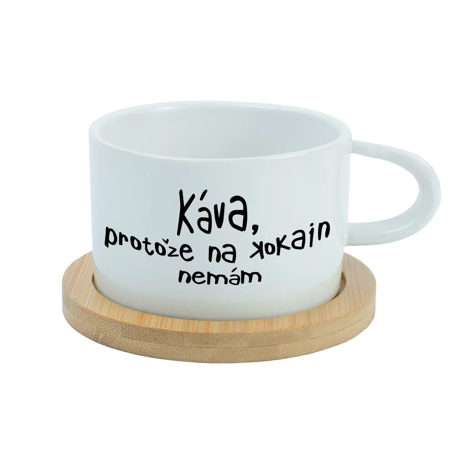 KÁVA, PROTOŽE NA KOKAIN NEMÁM - bílý hrníček makronka 200 ml