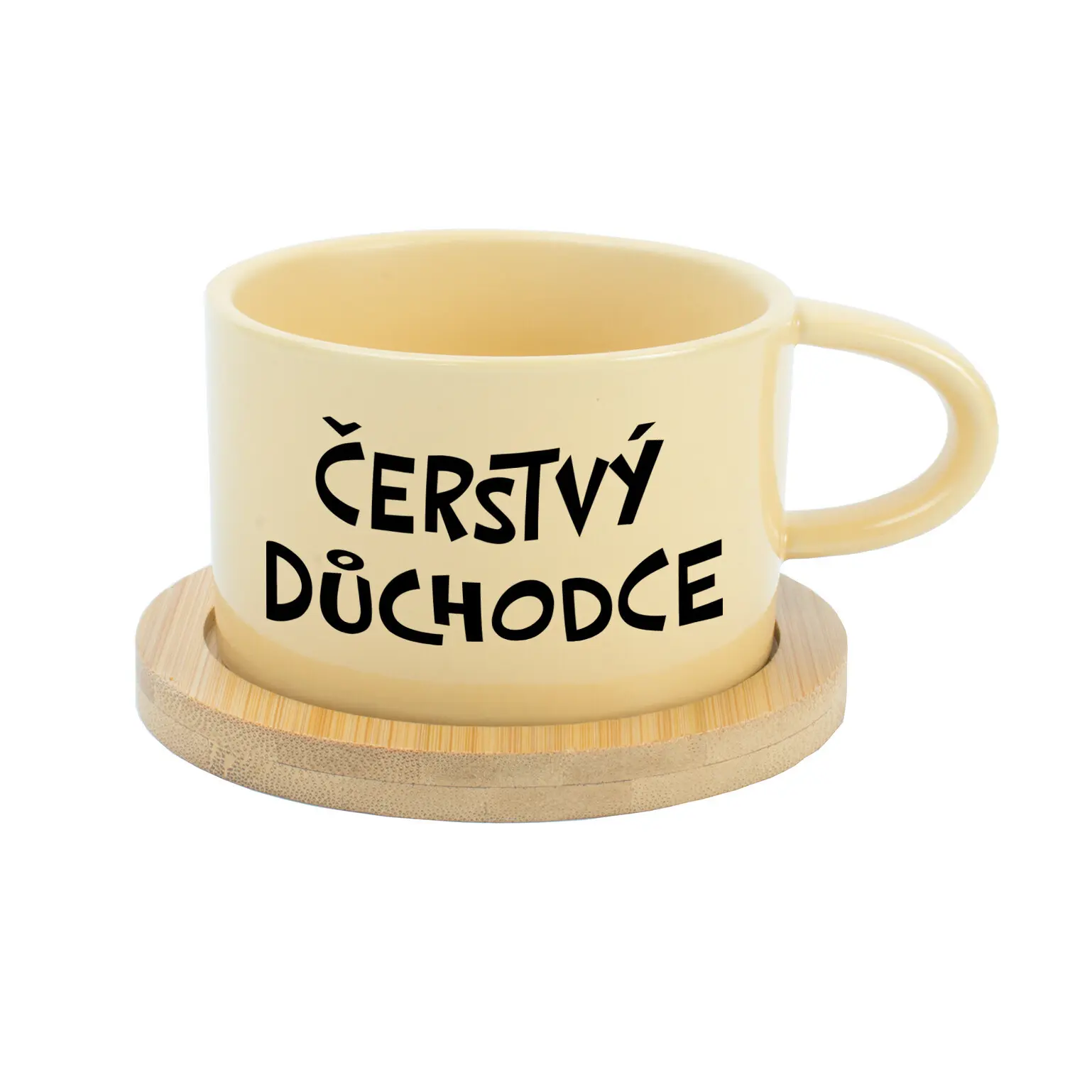 ČERSTVÝ DŮCHODCE - žlutý hrníček makronka 200 ml