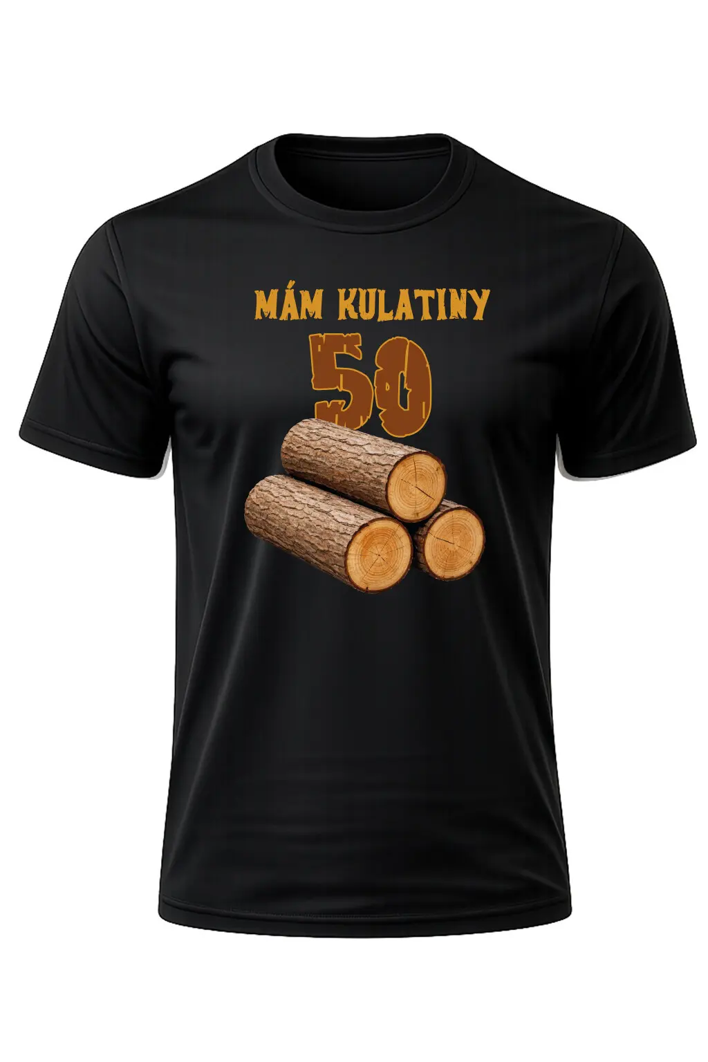 Pánské bavlněné tričko s potiskem - MÁM KULATINY 50 - černé Velikost