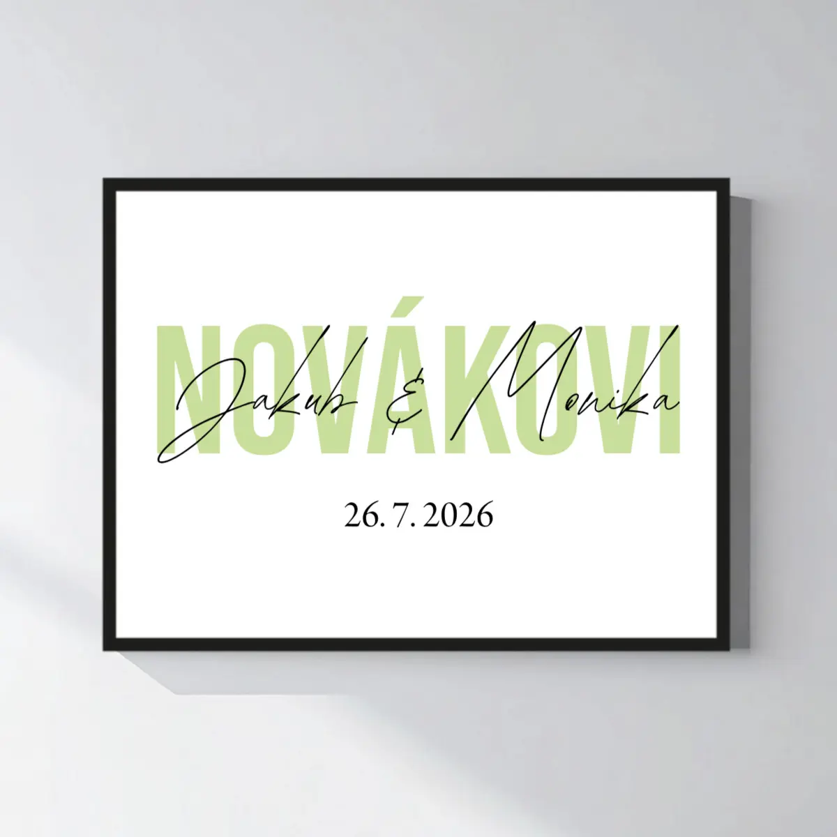 Personalizovaný magický fotoobraz v rámu - čtverec 30x40 - jména novomanželů