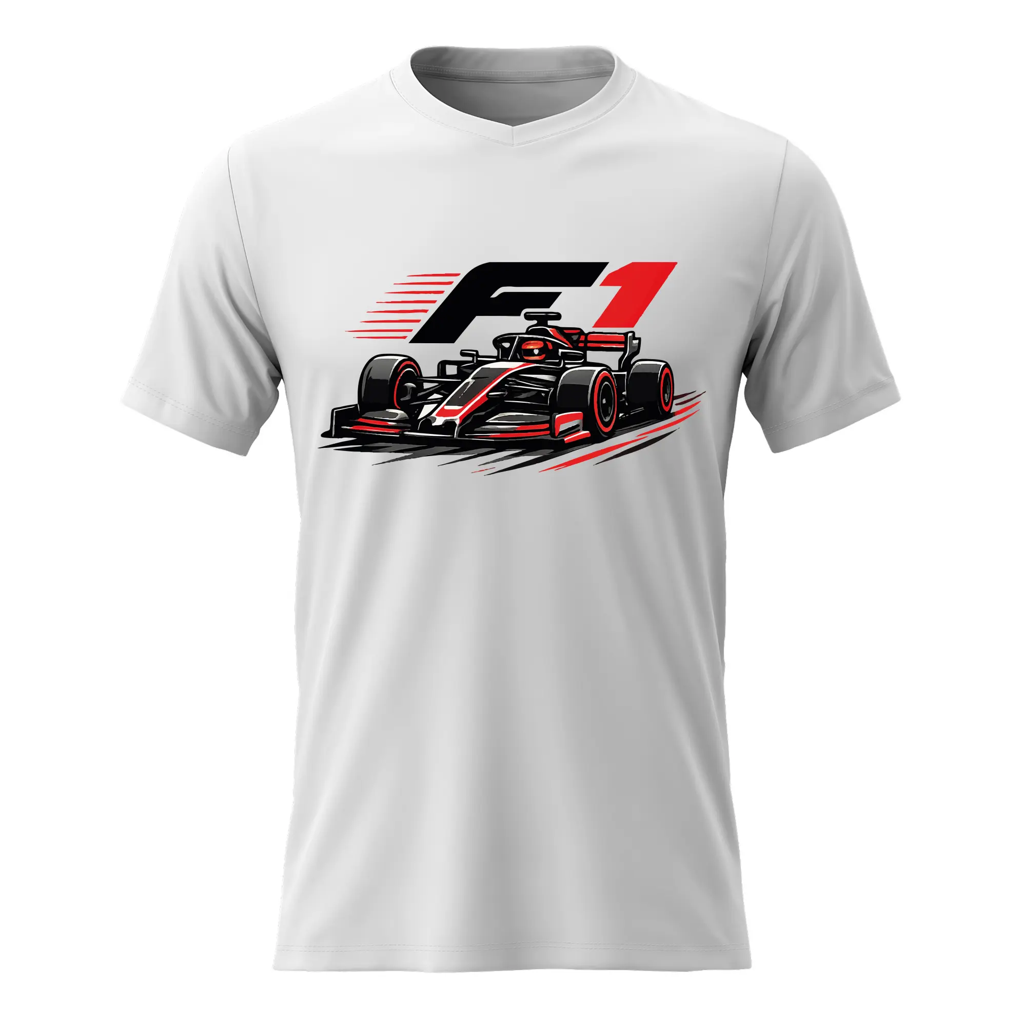 Pánské bavlněné tričko s potiskem - F1 - bílé Velikost