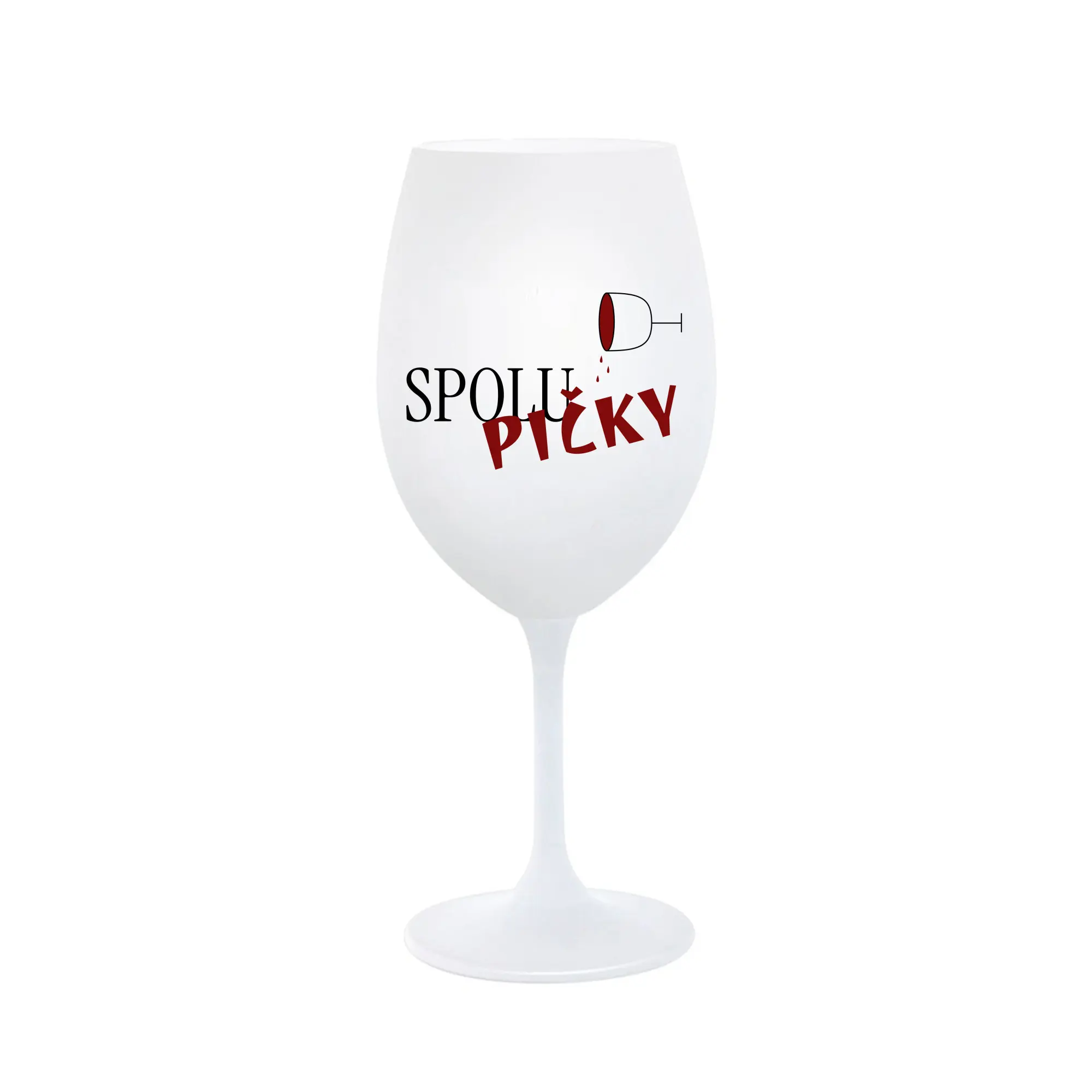 SPOLUPIČKY - bílá sklenice na víno 350 ml