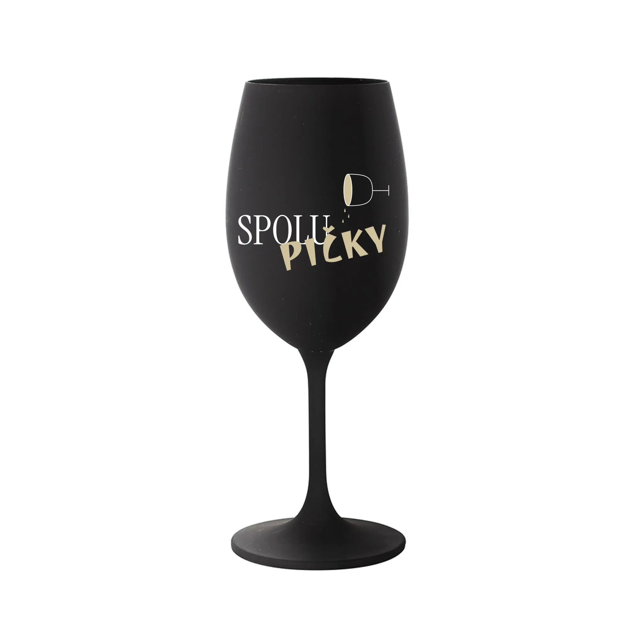SPOLUPIČKY - černá sklenice na víno 350 ml