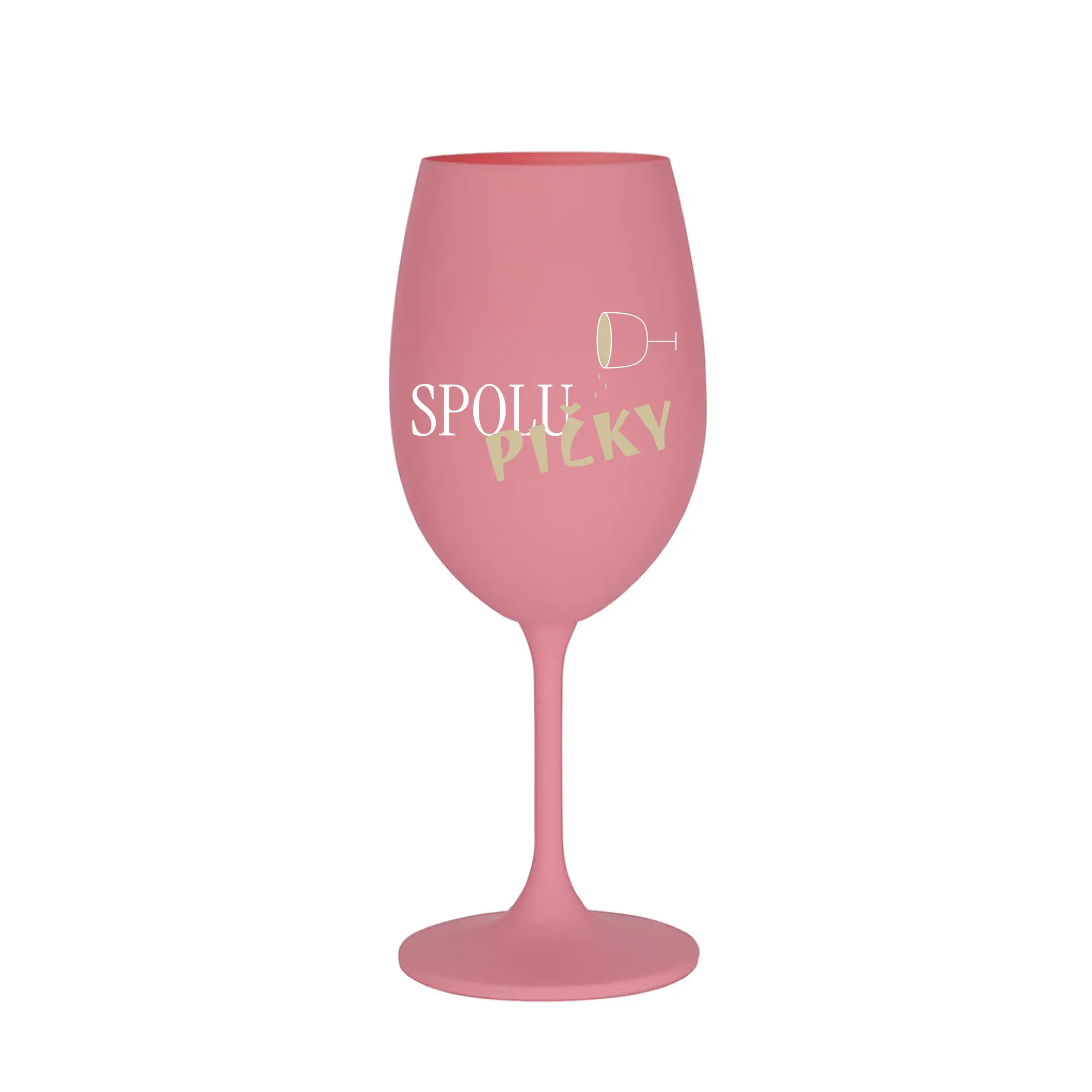 SPOLUPIČKY - růžová sklenice na víno 350 ml