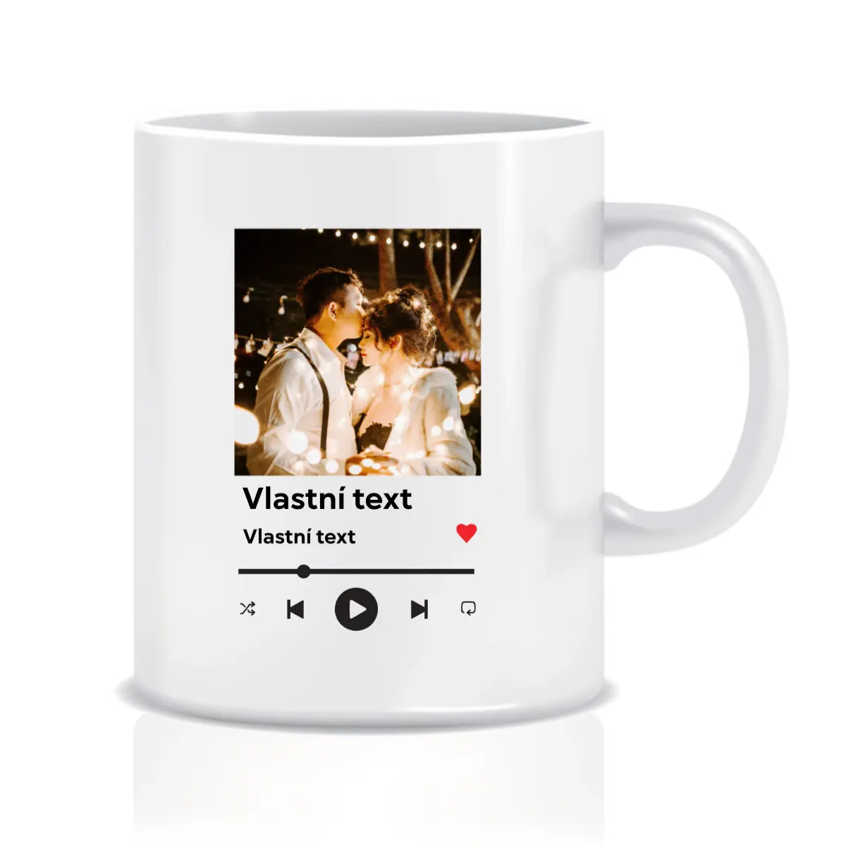 Personalizovaný klasický bílý keramický hrníček 300 ml s motivem přehrávače