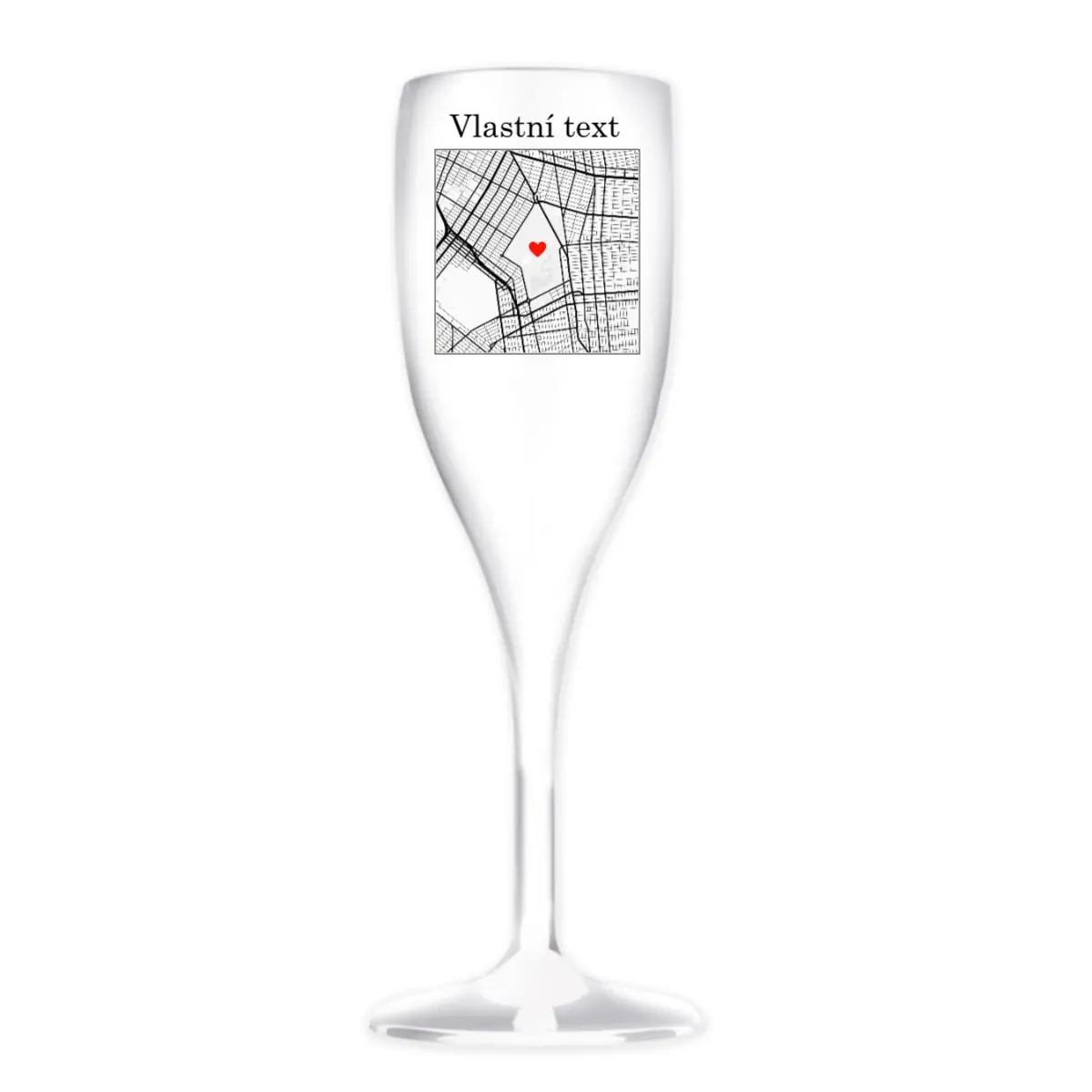 Personalizovaná nerozbitná prosecco sklenice s mapou