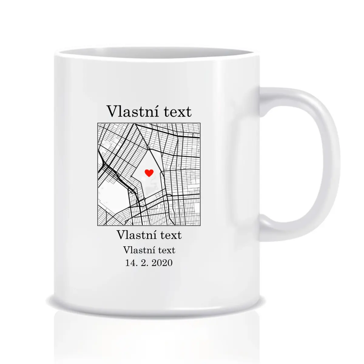 Personalizovaný klasický bílý keramický hrníček 300 ml s mapou
