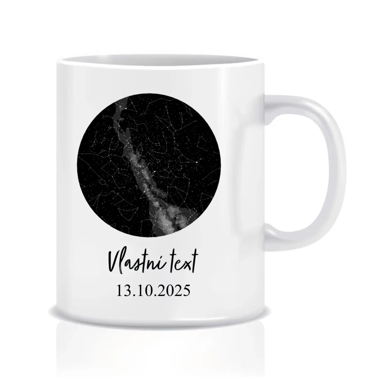 Personalizovaný klasický bílý keramický hrníček 300 ml s hvězdnou mapou