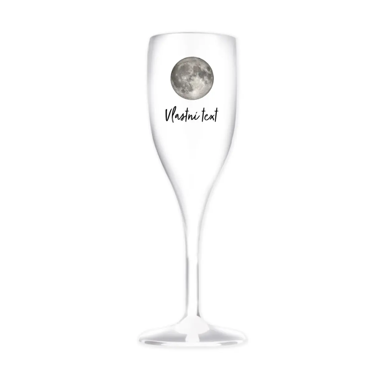 Personalizovaná nerozbitná prosecco sklenice s měsíční fází