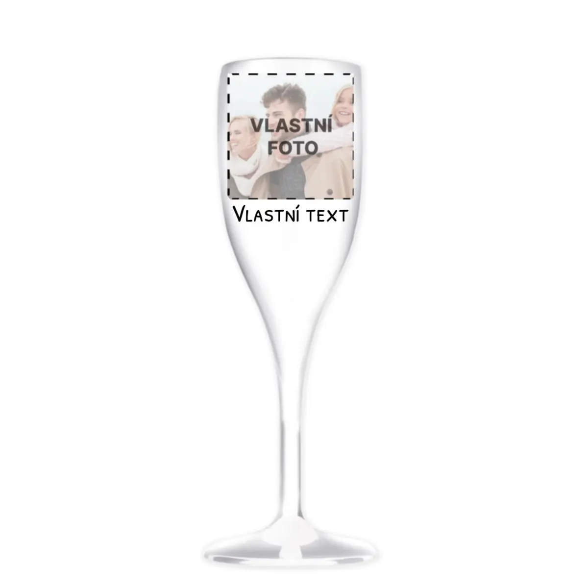 Personalizovaná nerozbitná prosecco sklenice s fotografií