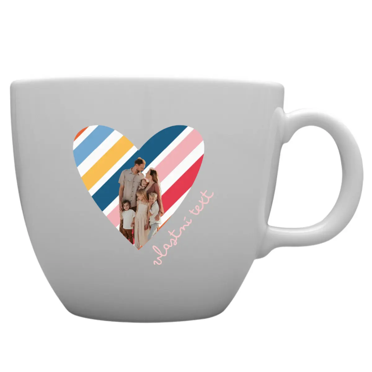 Personalizovaný MEGA XXL keramický hrnek 1000 ml s výřezem fotky na podkladu