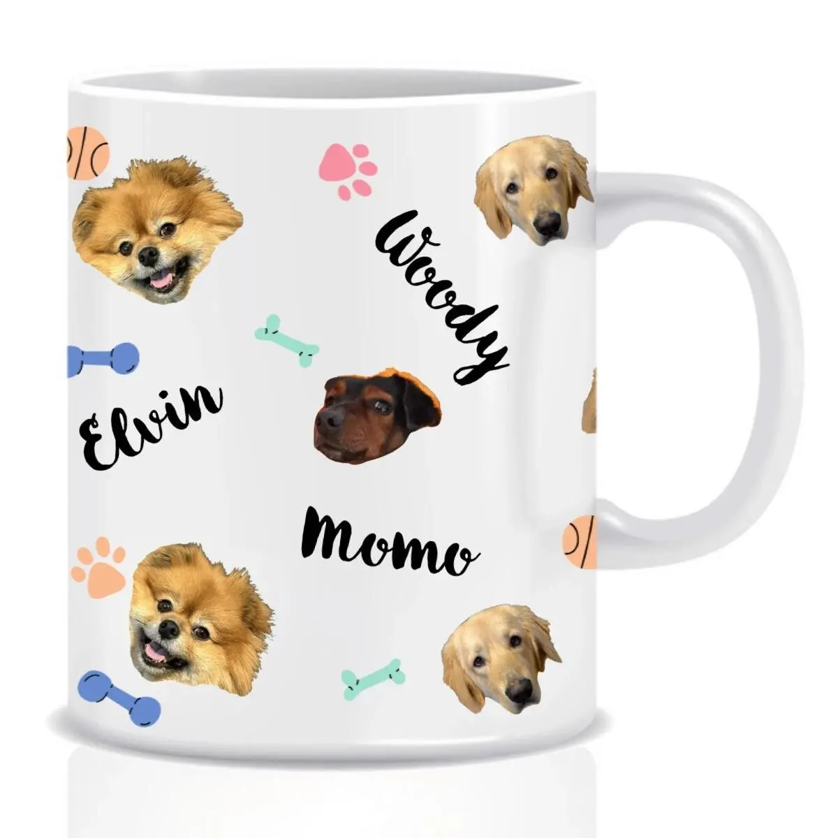 Personalizovaný klasický bílý keramický hrníček 300 ml s mazlíčky