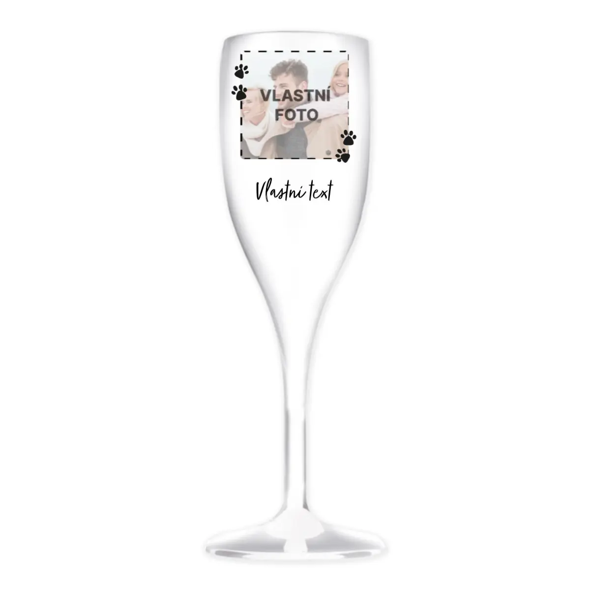 Personalizovaná nerozbitná prosecco sklenice s fotkou mazlíčka a textem