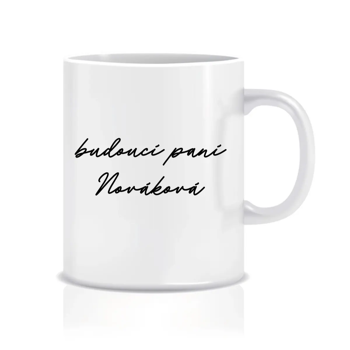 Personalizovaný klasický bílý keramický hrníček 300 ml - budoucí paní