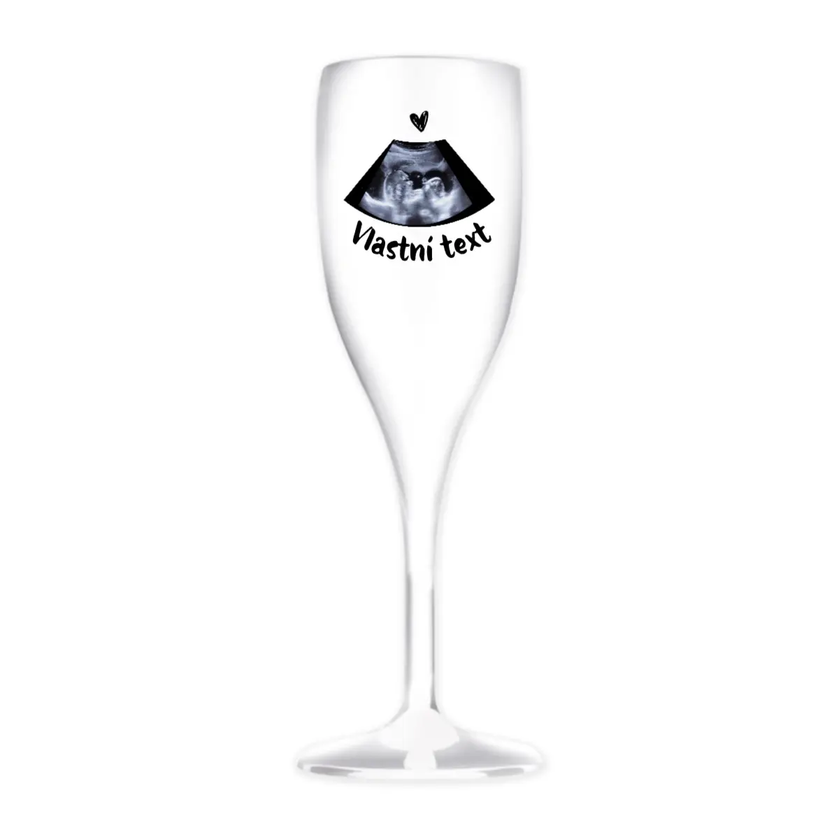 Personalizovaná nerozbitná prosecco sklenice s ultrazvukem