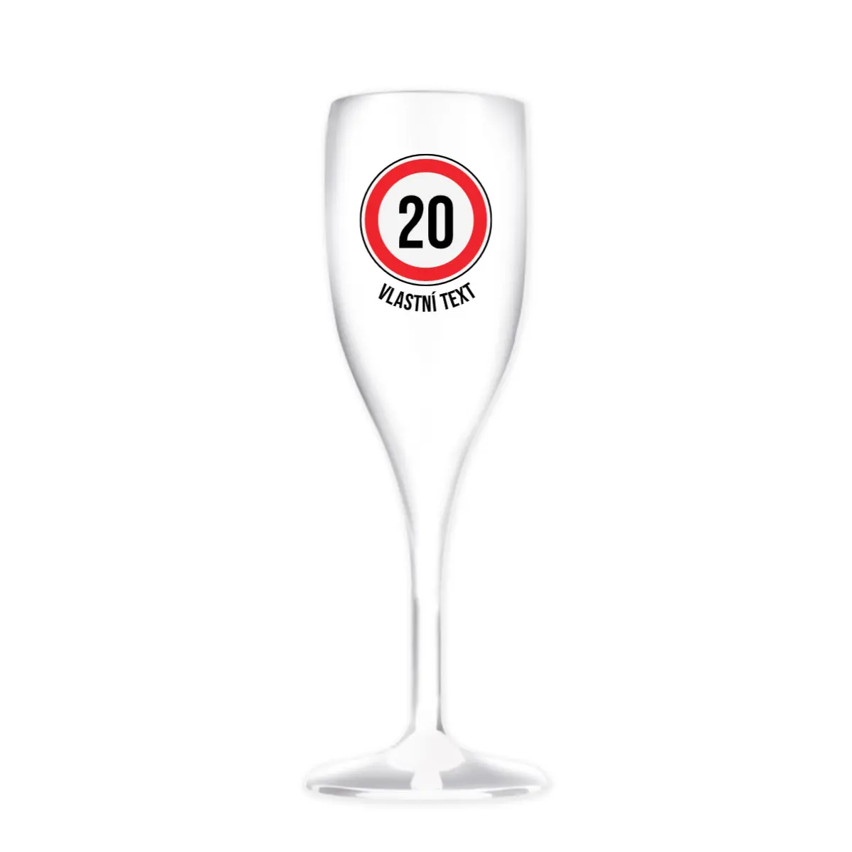 Personalizovaná nerozbitná prosecco sklenice - narozeninová dopravní značka